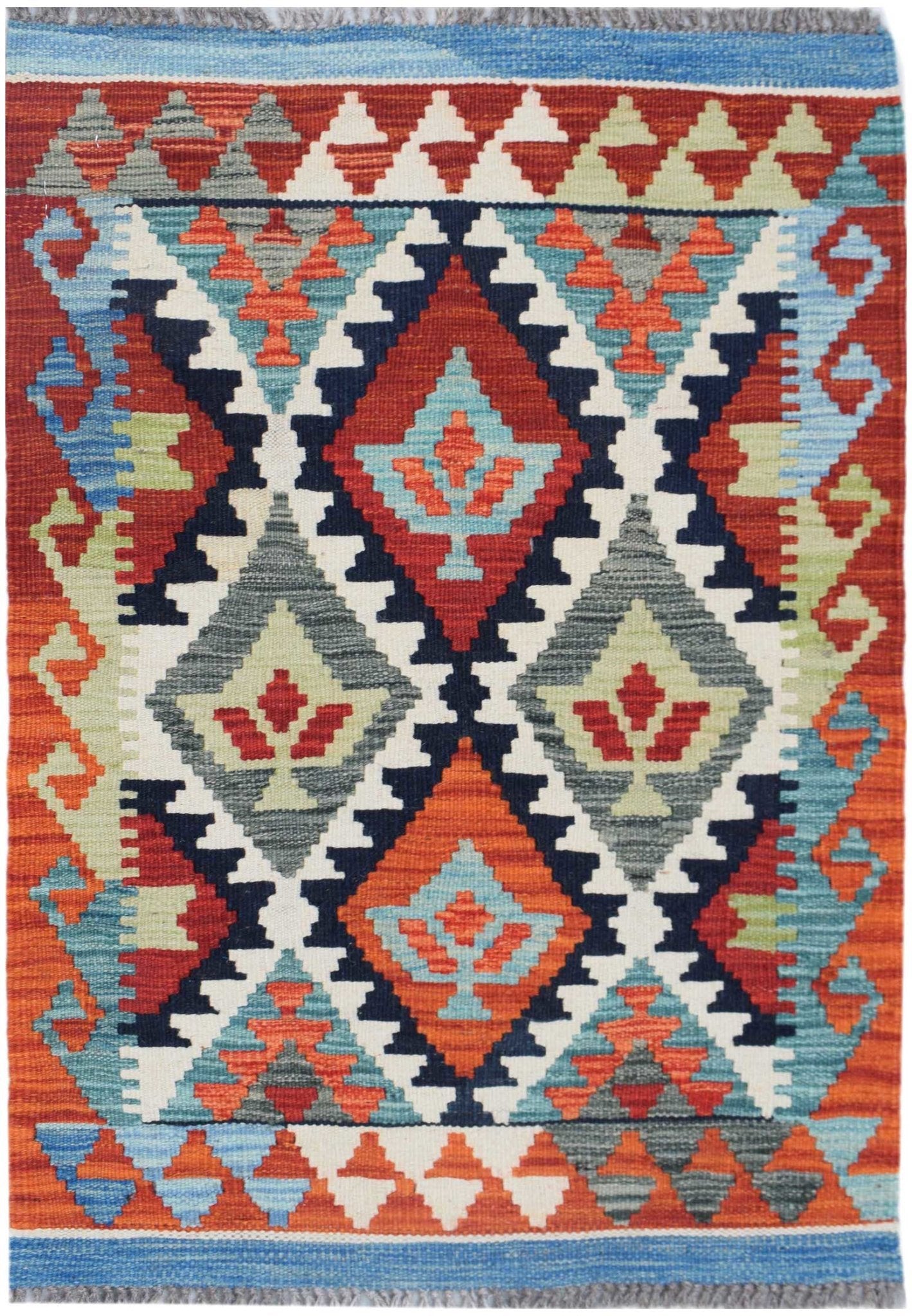 Handmade Mini Afghan Maimana Kilim | 90 x 60 cm | 3' x 2' - Najaf Rugs & Textile