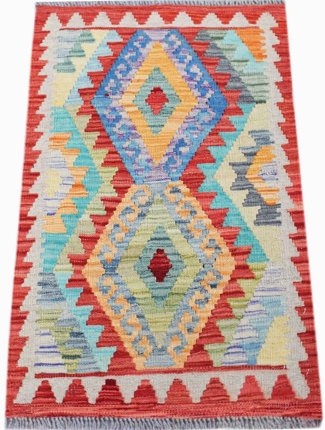 Handmade Mini Afghan Maimana Kilim | 90 x 60 cm | 3' x 2' - Najaf Rugs & Textile