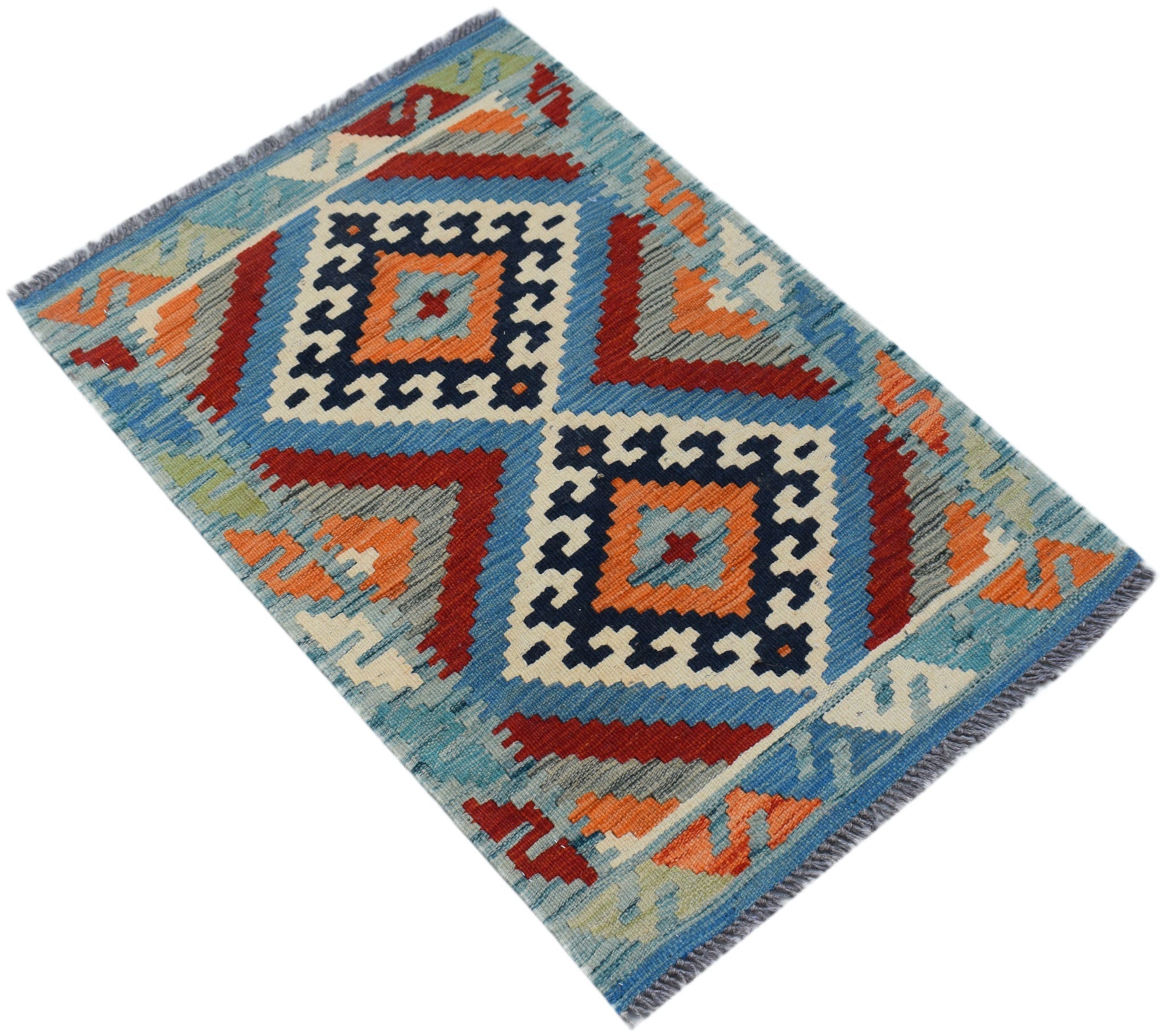 Handmade Mini Afghan Maimana Kilim | 90 x 60 cm | 3' x 2' - Najaf Rugs & Textile