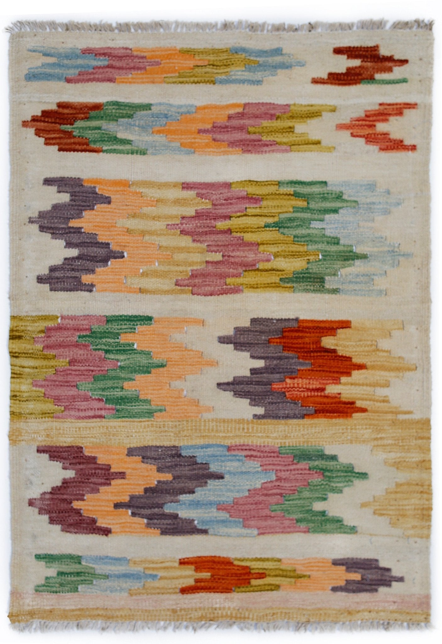 Handmade Mini Afghan Maimana Kilim | 90 x 62 cm | 3' x 2'1" - Najaf Rugs & Textile