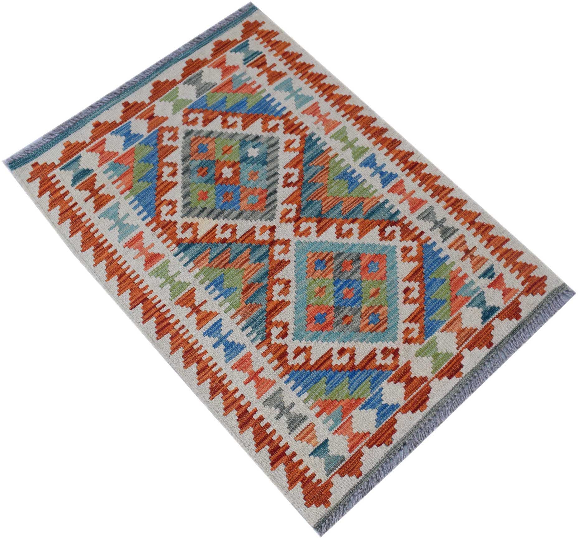 Handmade Mini Afghan Maimana Kilim | 90 x 63 cm | 3' x 2'1" - Najaf Rugs & Textile