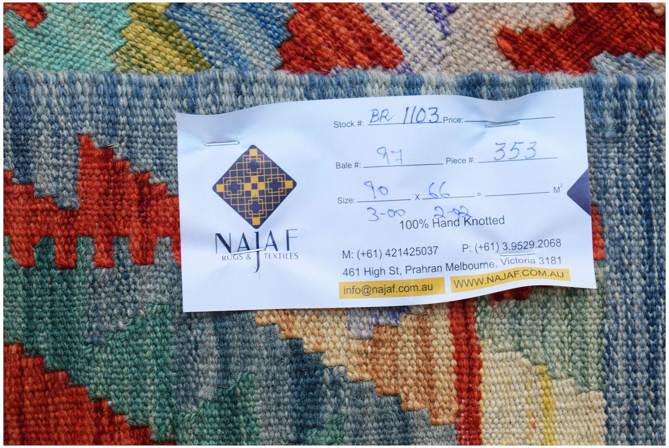 Handmade Mini Afghan Maimana Kilim | 90 x 66 cm | 3' x 2'2" - Najaf Rugs & Textile