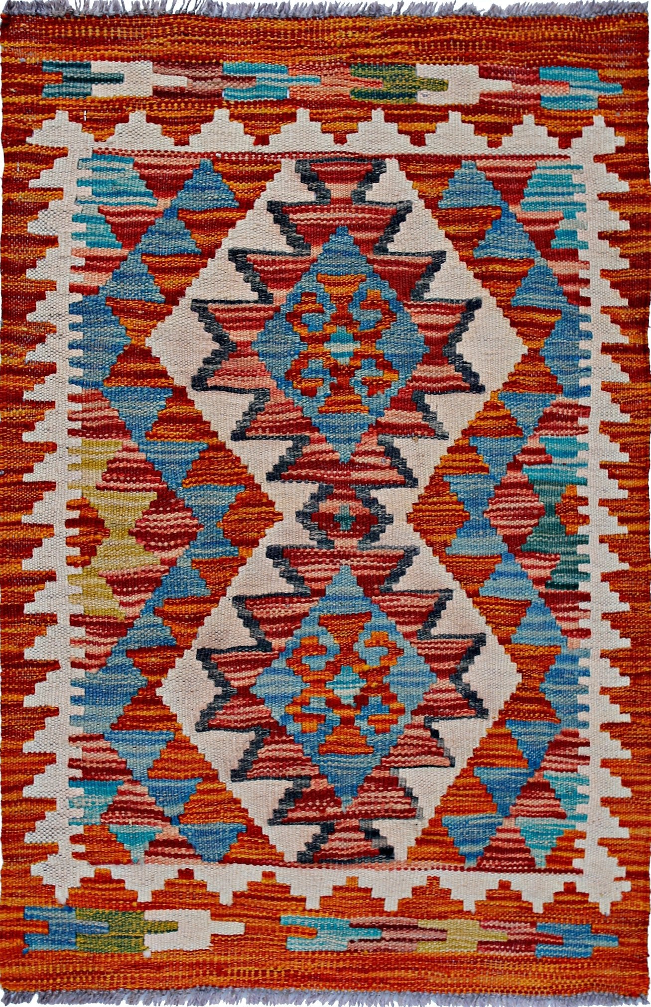 Handmade Mini Afghan Maimana Kilim | 91 x 61 cm | 3' x 2' - Najaf Rugs & Textile