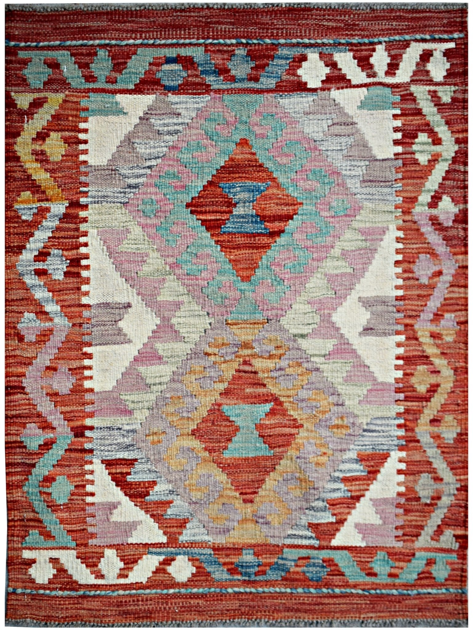 Handmade Mini Afghan Maimana Kilim | 91 x 66 cm | 3' x 2'2" - Najaf Rugs & Textile