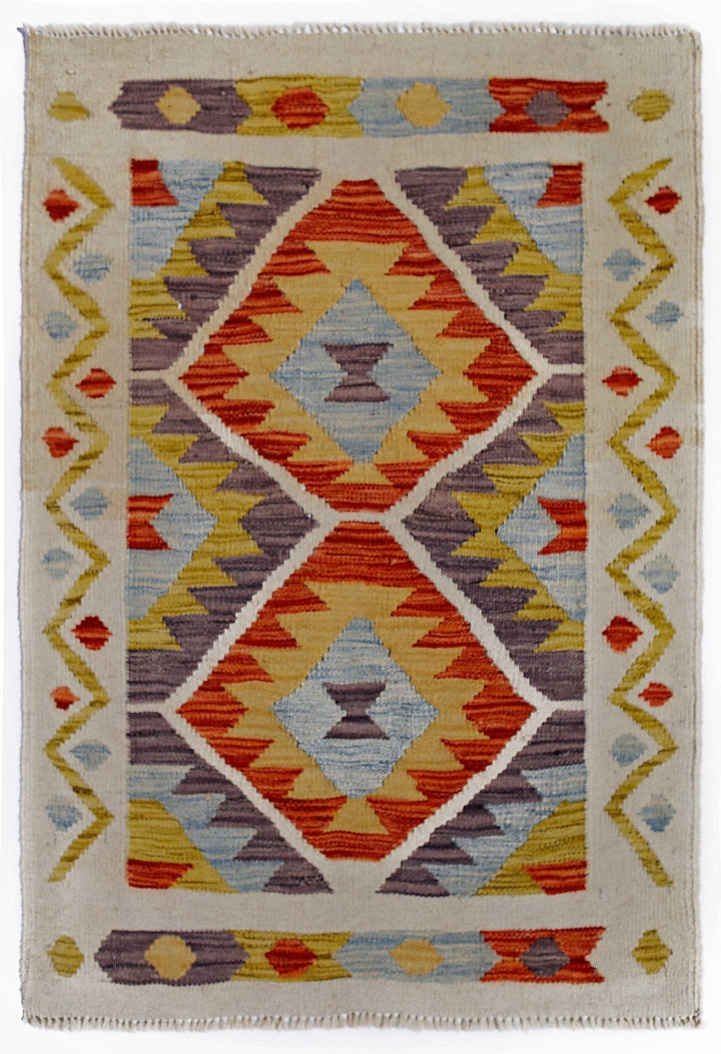 Handmade Mini Afghan Maimana Kilim | 93 x 66 cm | 3'1" x 2'2" - Najaf Rugs & Textile