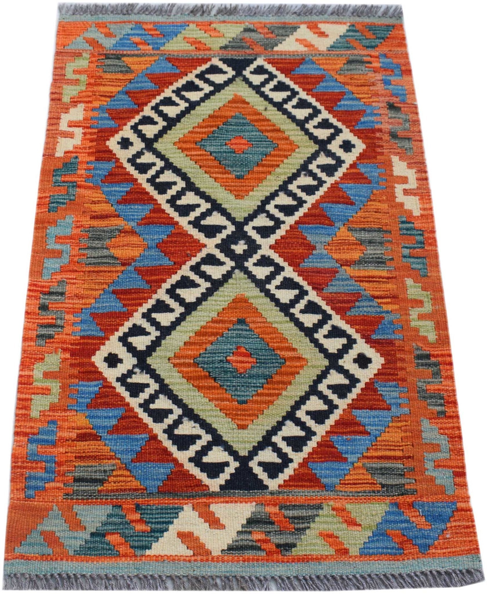 Handmade Mini Afghan Maimana Kilim | 94 x 59 cm | 3'1" x 1'11" - Najaf Rugs & Textile