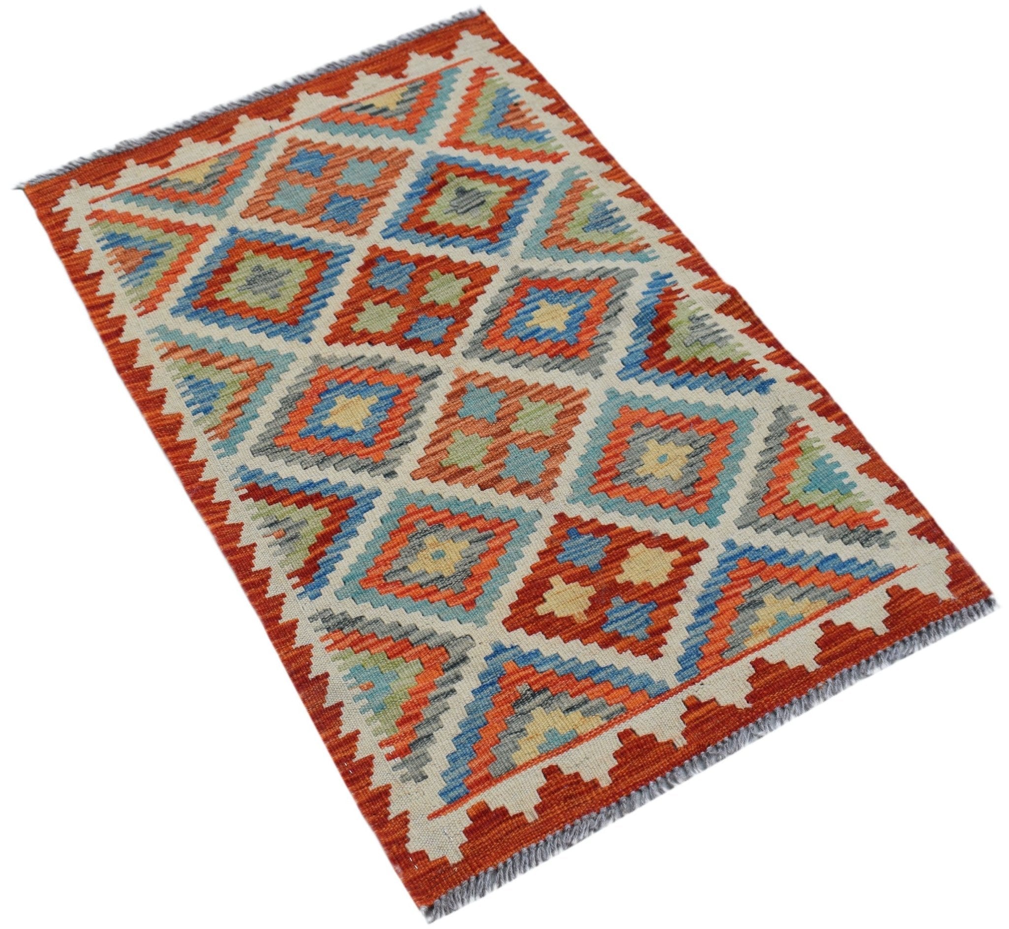 Handmade Mini Afghan Maimana Kilim | 94 x 60 cm | 3'1" x 2' - Najaf Rugs & Textile