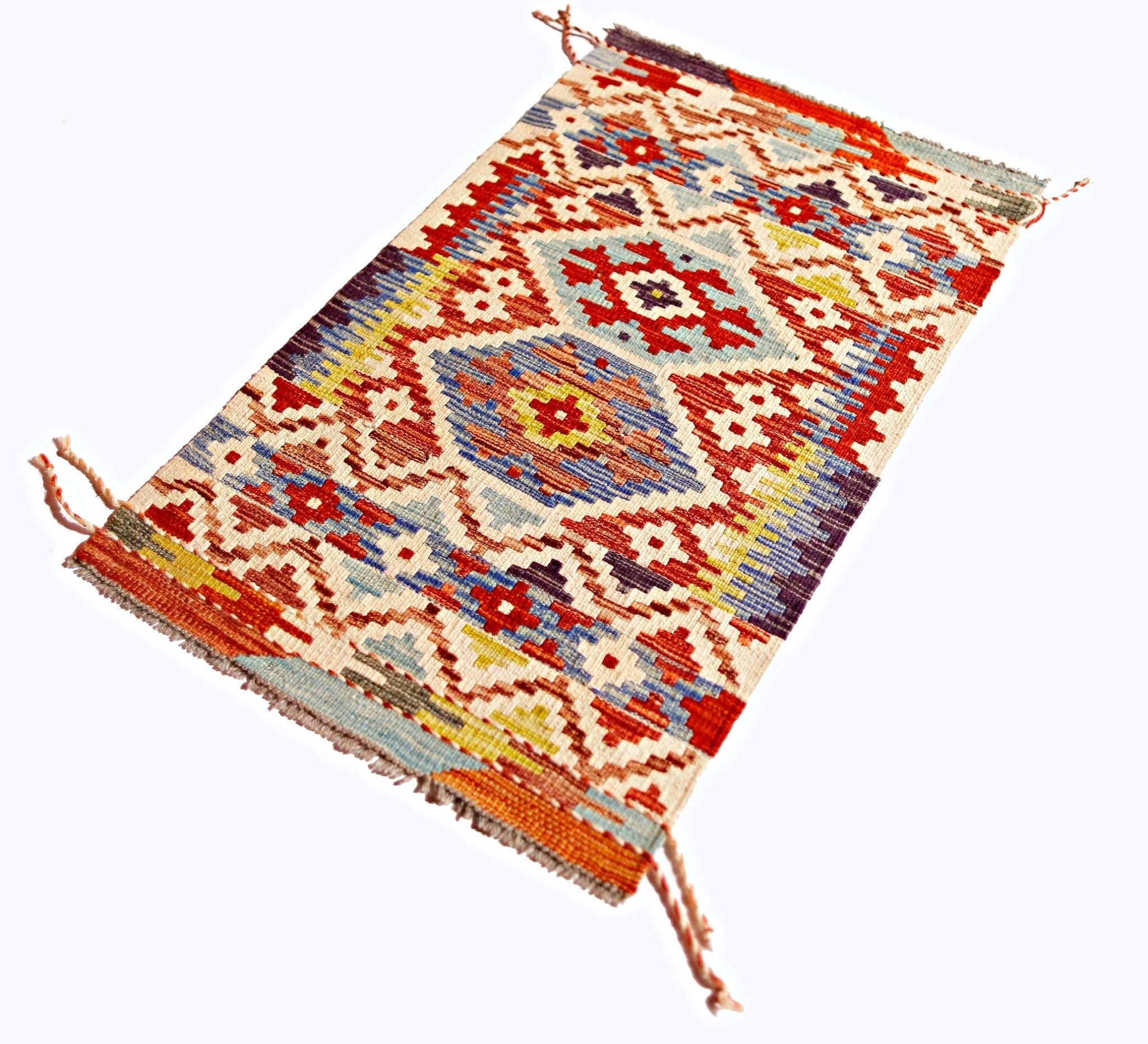 Handmade Mini Afghan Maimana Kilim | 94 x 60 cm | 3'1" x 2' - Najaf Rugs & Textile