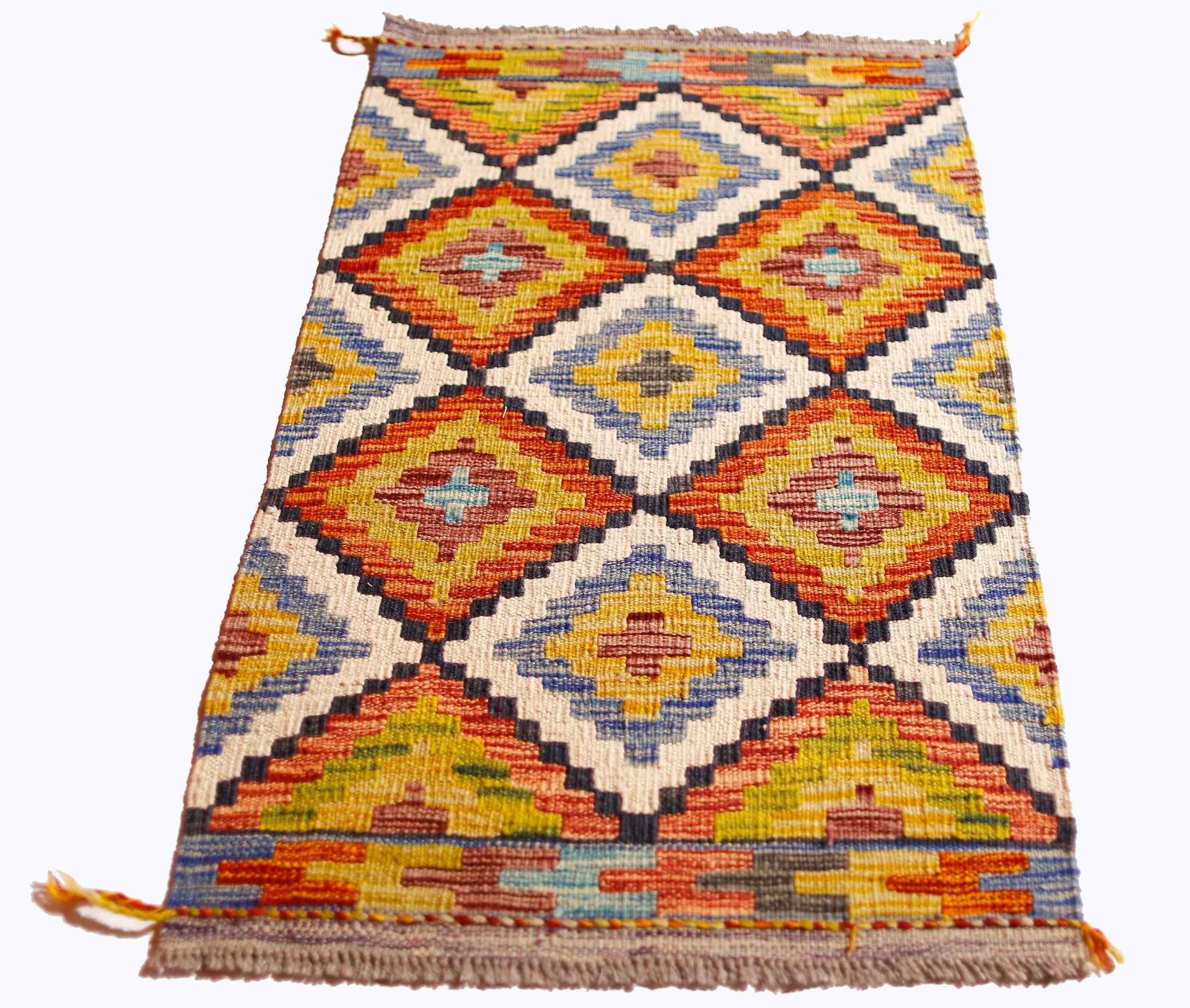 Handmade Mini Afghan Maimana Kilim | 94 x 60 cm | 3'1" x 2' - Najaf Rugs & Textile