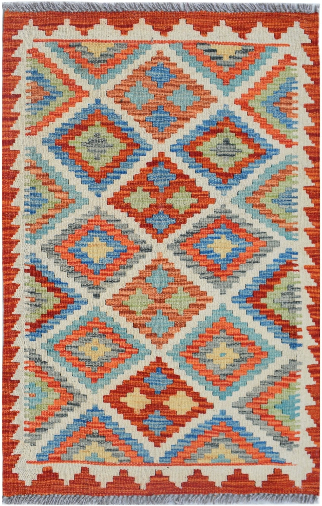 Handmade Mini Afghan Maimana Kilim | 94 x 60 cm | 3'1" x 2' - Najaf Rugs & Textile