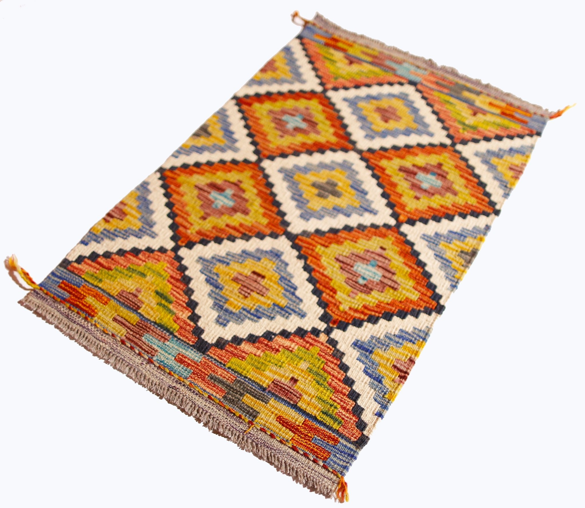 Handmade Mini Afghan Maimana Kilim | 94 x 60 cm | 3'1" x 2' - Najaf Rugs & Textile