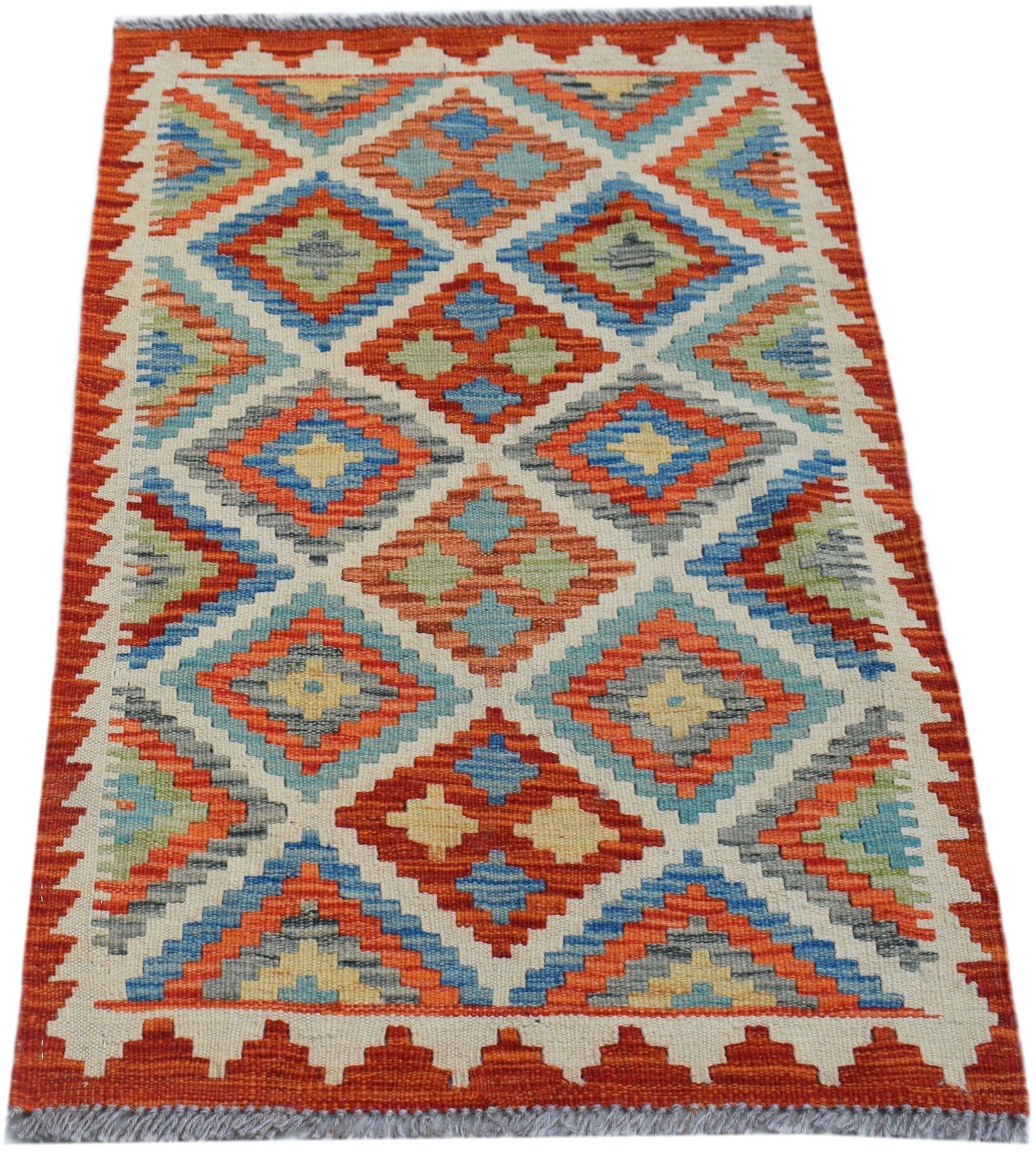 Handmade Mini Afghan Maimana Kilim | 94 x 60 cm | 3'1" x 2' - Najaf Rugs & Textile