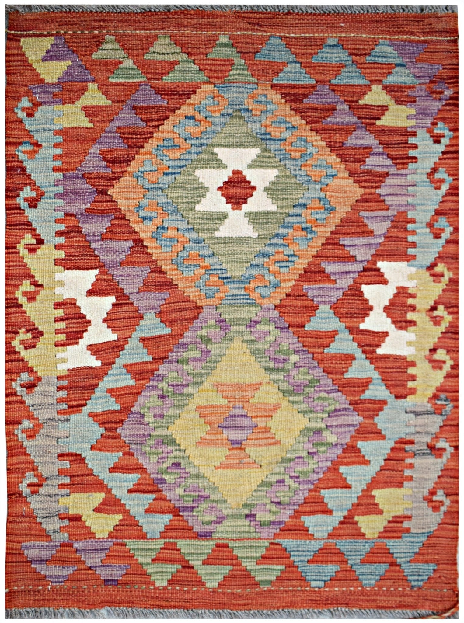 Handmade Mini Afghan Maimana Kilim | 96 x 63 cm | 3'2" x 2'1" - Najaf Rugs & Textile