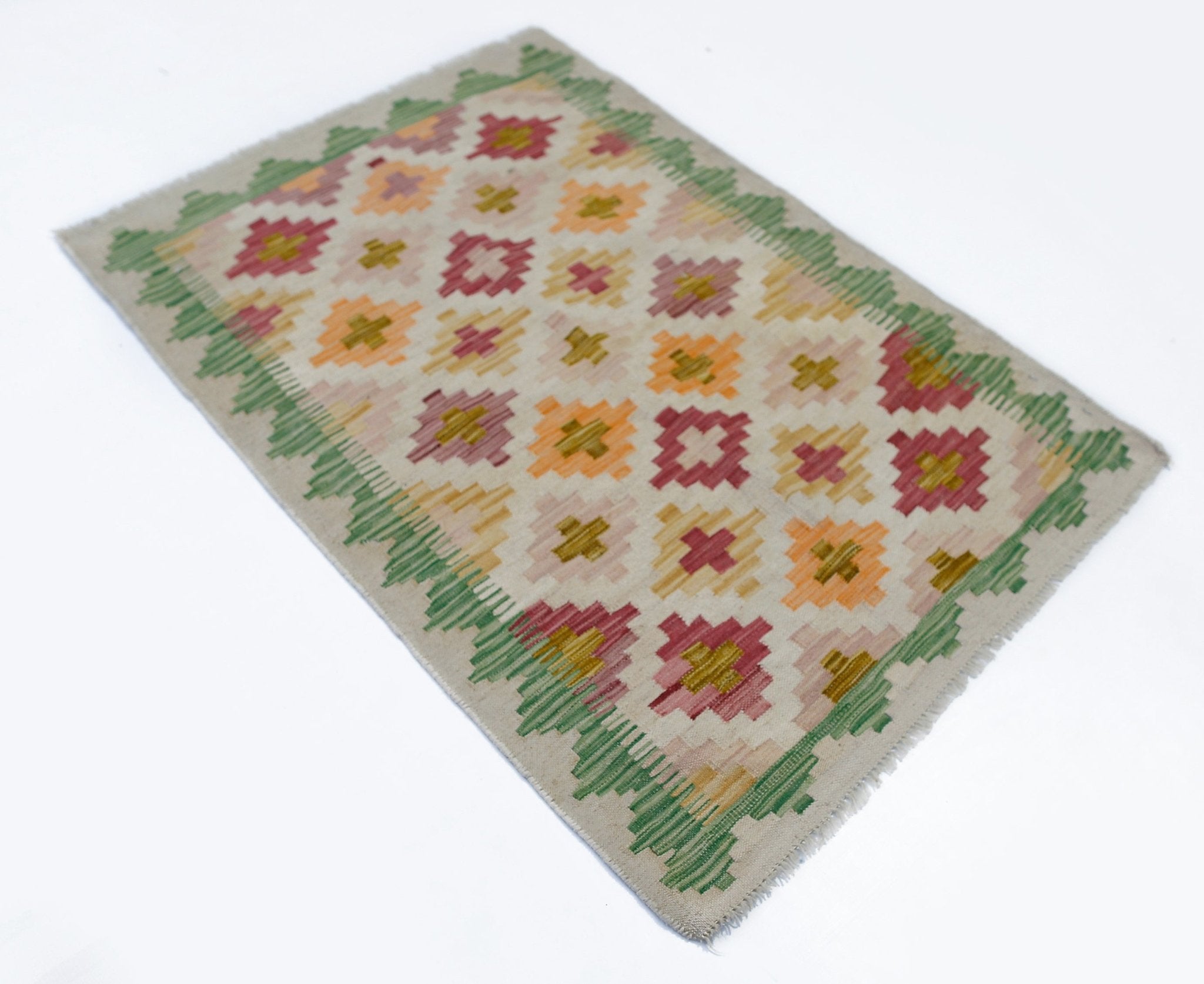 Handmade Mini Afghan Maimana Kilim | 98 x 67 cm | 3'3" x 2'3" - Najaf Rugs & Textile