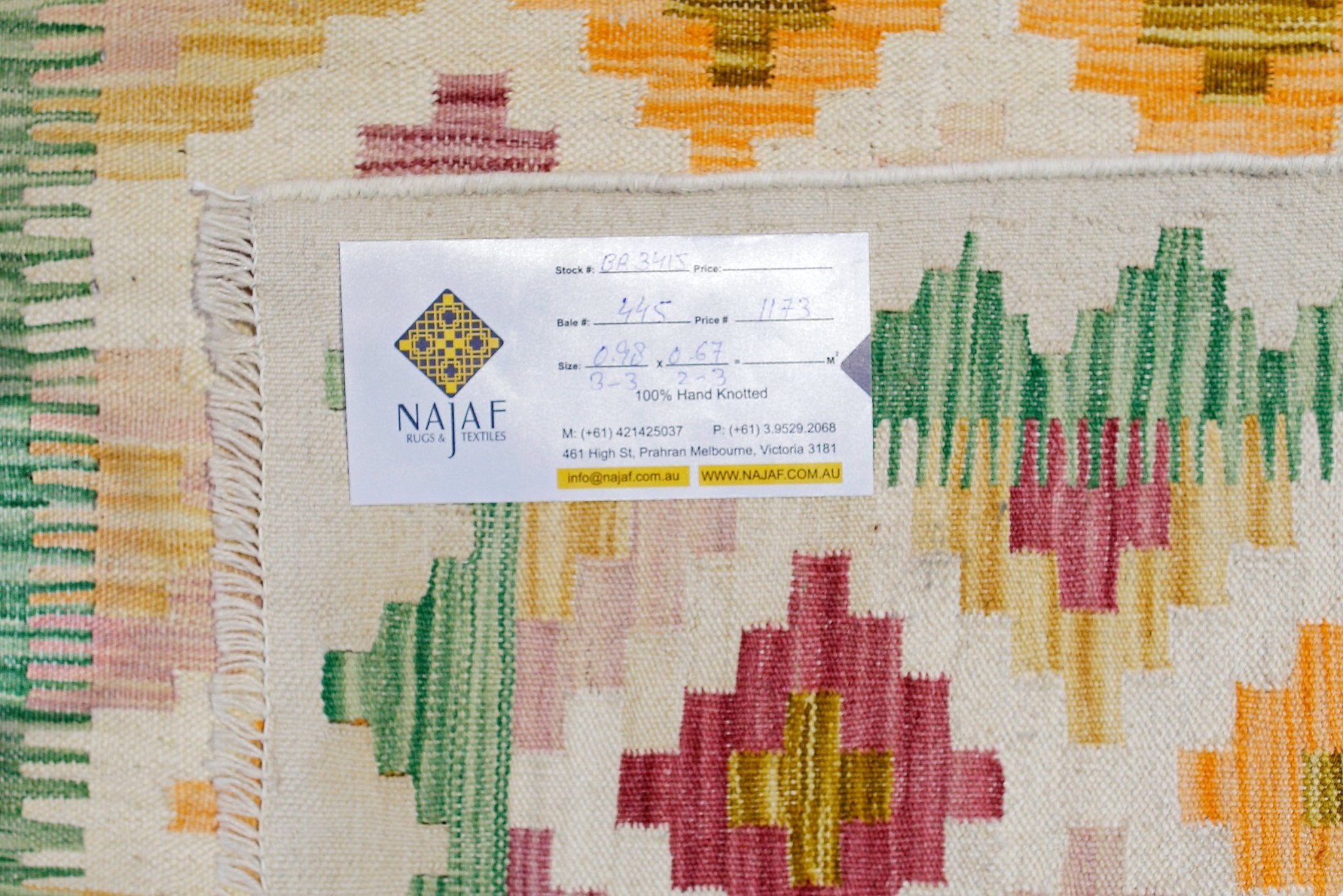 Handmade Mini Afghan Maimana Kilim | 98 x 67 cm | 3'3" x 2'3" - Najaf Rugs & Textile