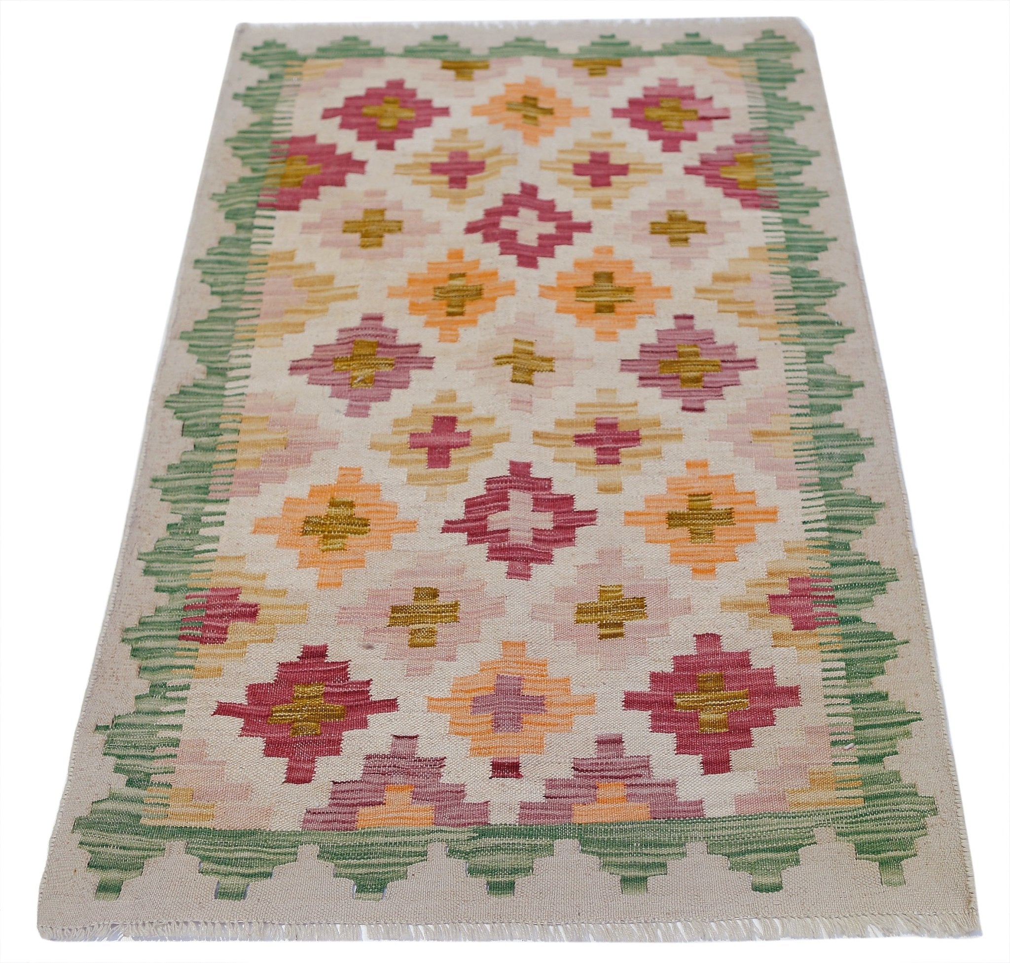 Handmade Mini Afghan Maimana Kilim | 98 x 67 cm | 3'3" x 2'3" - Najaf Rugs & Textile