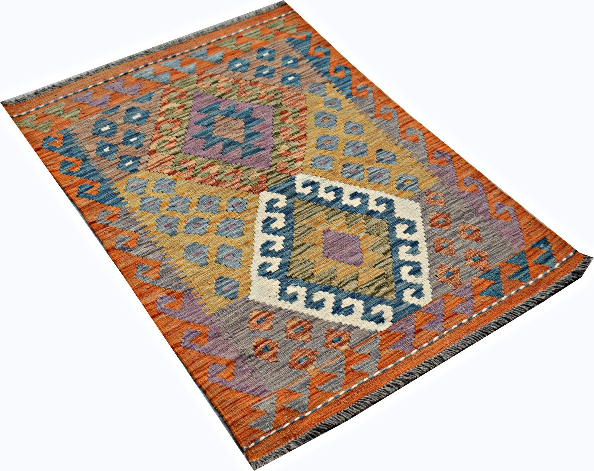 Handmade Mini Afghan Maimana Kilim | 98 x 70 cm | 3'3" x 2'4" - Najaf Rugs & Textile