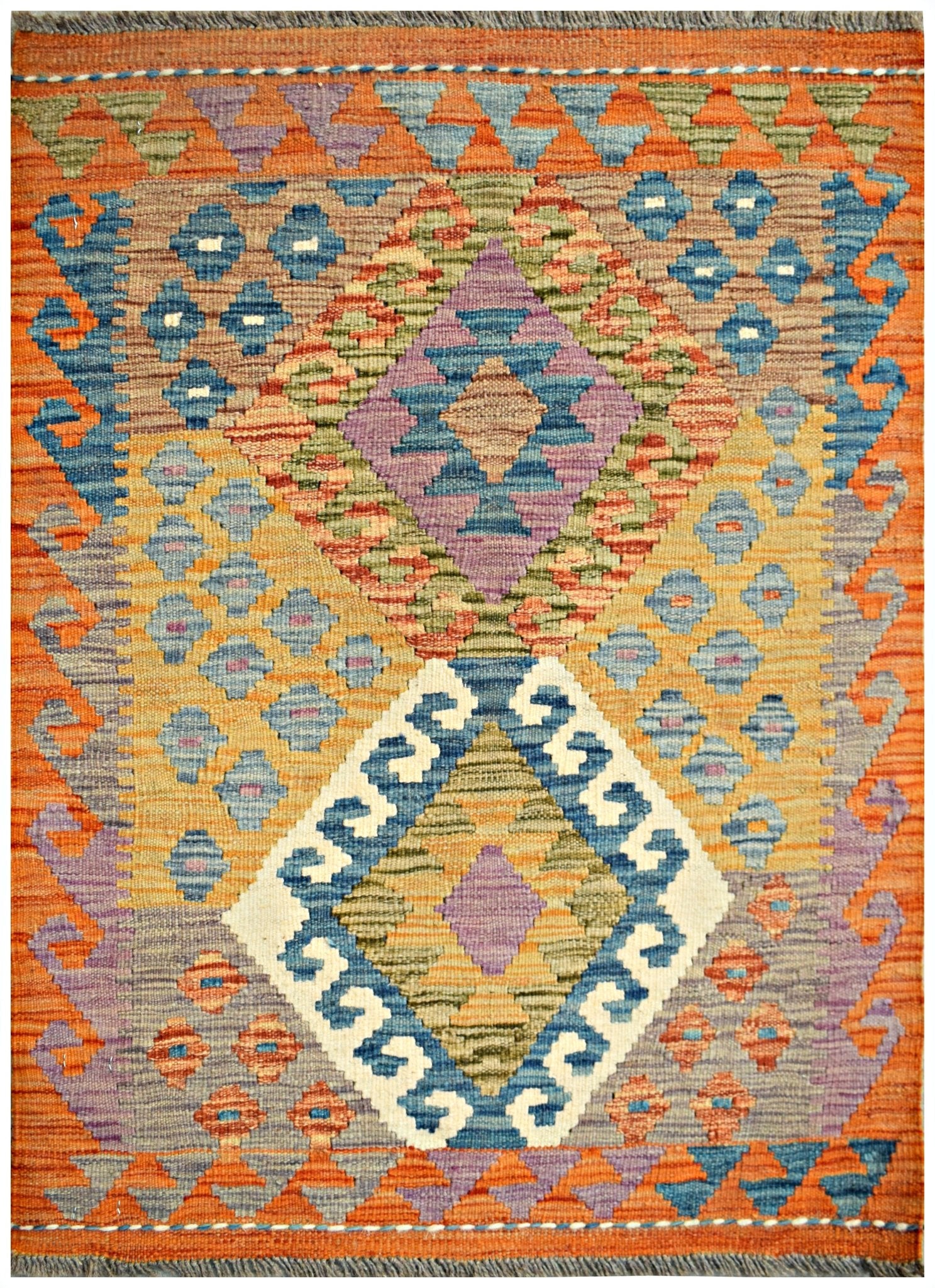 Handmade Mini Afghan Maimana Kilim | 98 x 70 cm | 3'3" x 2'4" - Najaf Rugs & Textile