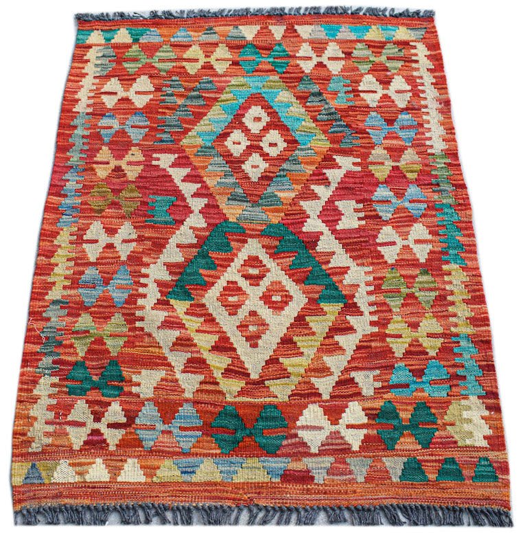 Handmade Mini Afghan Maimana Kilim | 98 x 75 cm | 3'3" x 2'6" - Najaf Rugs & Textile