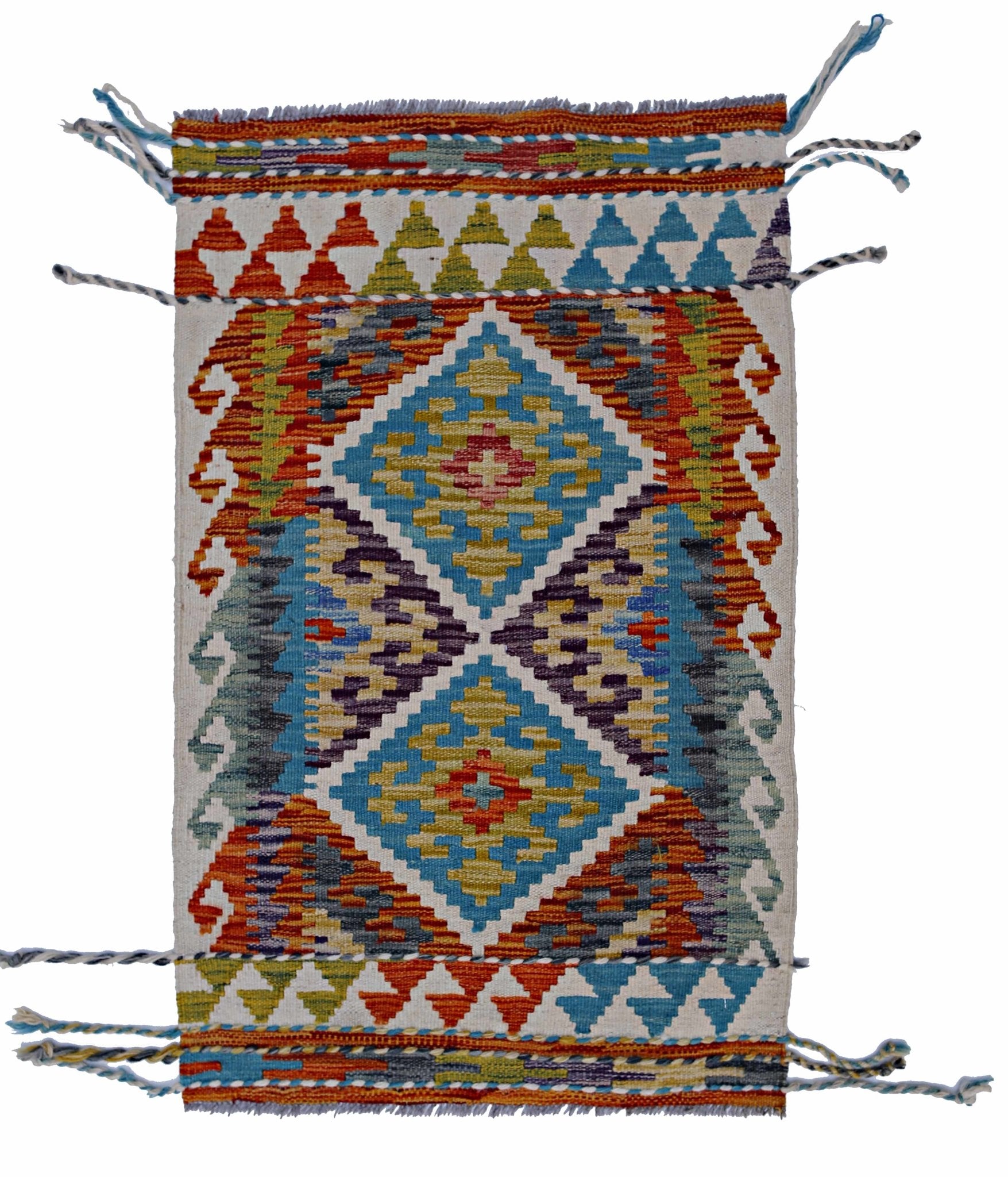 Handmade Mini Afghan Maimana Kilim | 99 x 61 cm | 3'3" x 2' - Najaf Rugs & Textile
