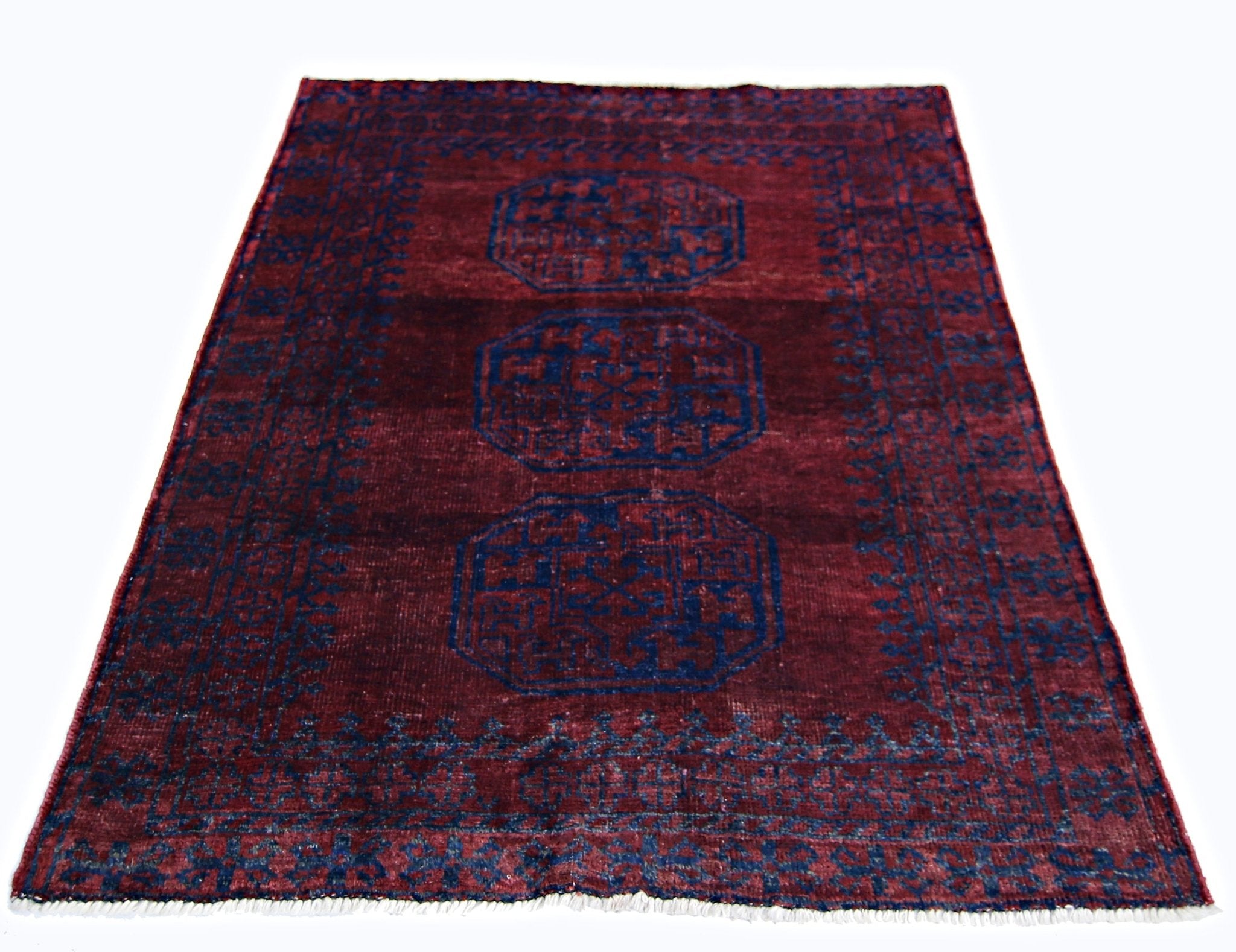 Handmade Mini Afghan Turkmen Rug | 107 x 94 cm | 3'6" x 3'1" - Najaf Rugs & Textile