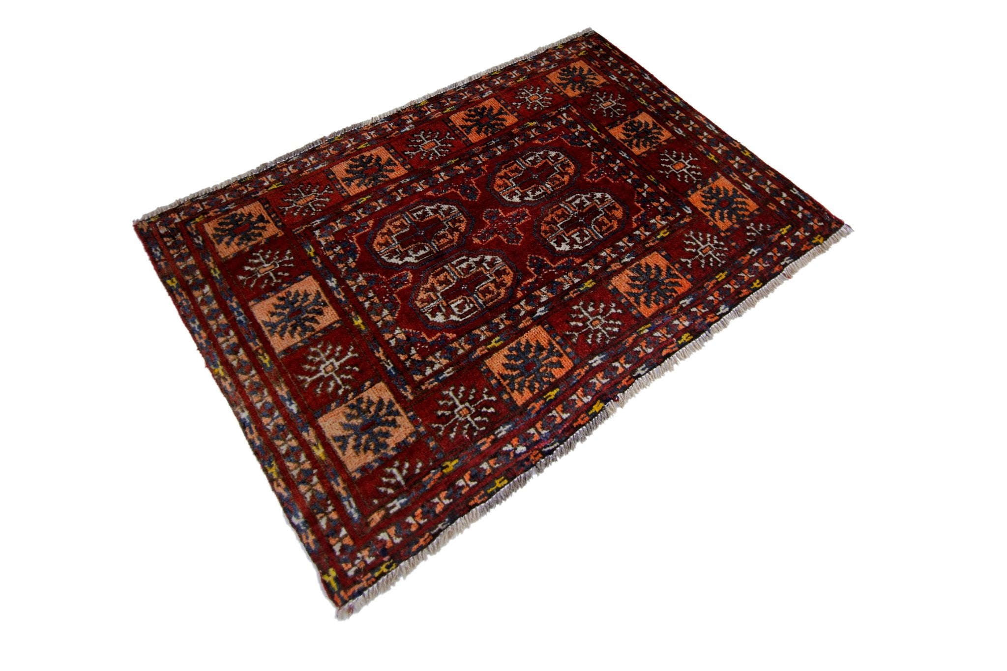 Handmade Mini Afghan Turkmen Rug | 85 x 55 cm | 2'9" x 1'10" - Najaf Rugs & Textile