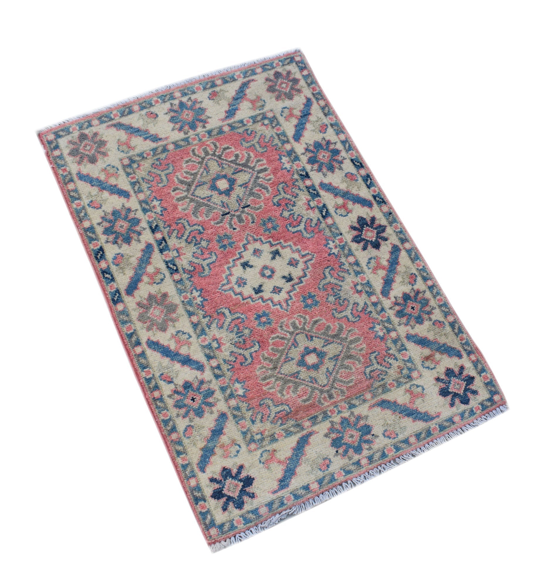 Handmade Mini Kazakh Rug | 88 x 58 cm | 2'10" x 1'11" - Najaf Rugs & Textile