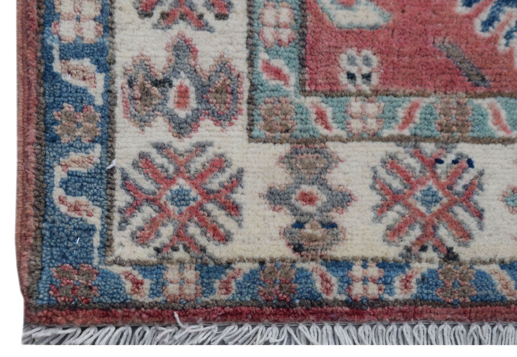 Handmade Mini Kazakh Rug | 88 x 62 cm | 2'10" x 2' - Najaf Rugs & Textile