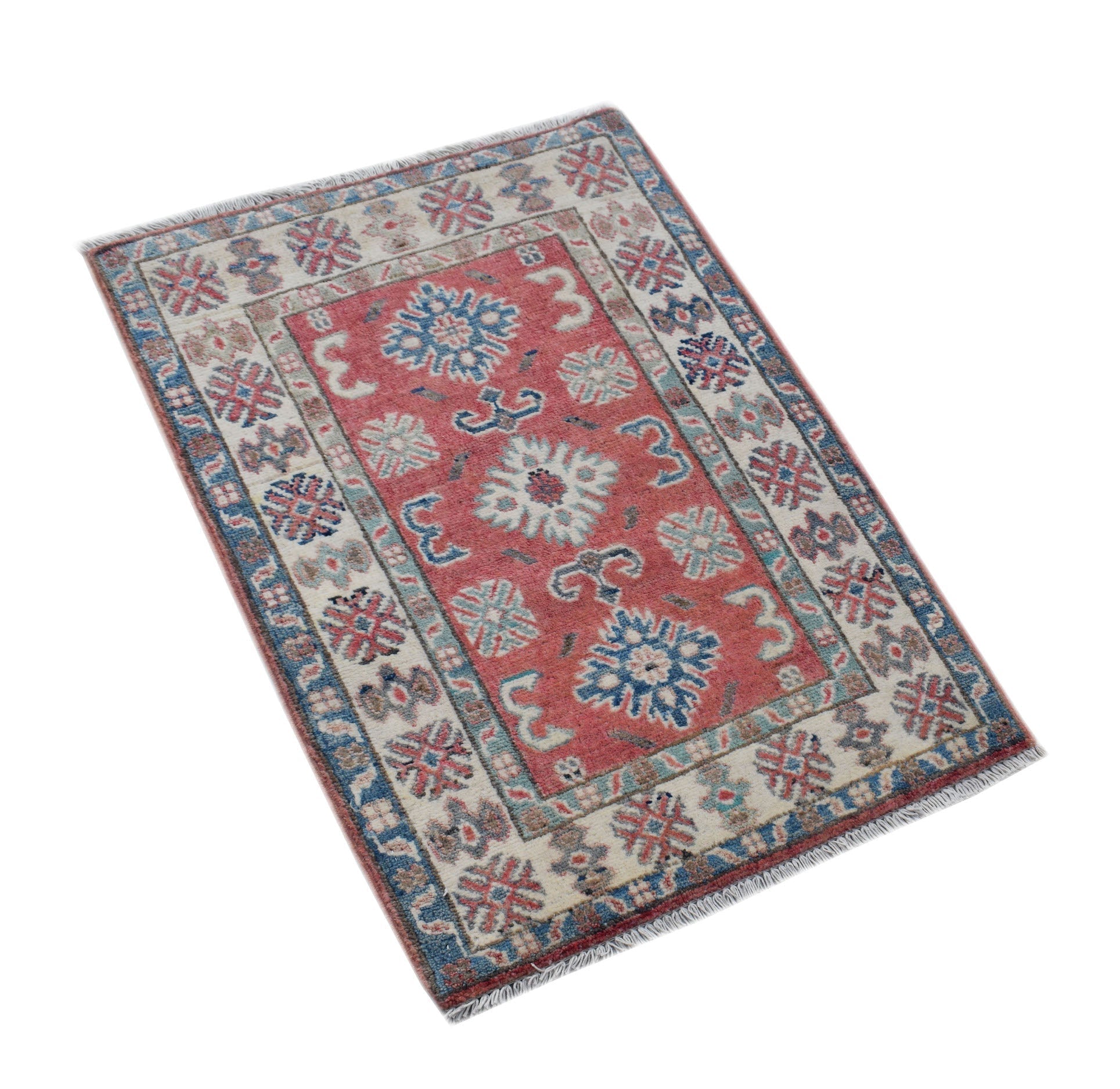 Handmade Mini Kazakh Rug | 88 x 62 cm | 2'10" x 2' - Najaf Rugs & Textile