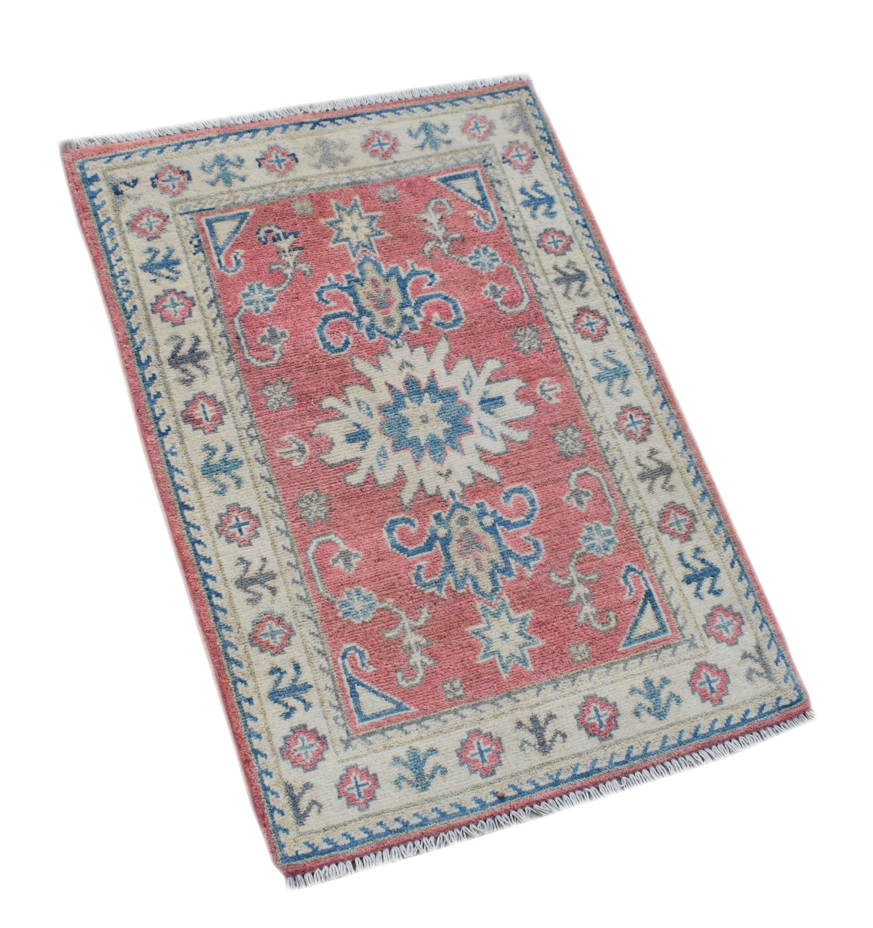Handmade Mini Kazakh Rug | 90 x 60 cm | 2'11" x 1'11" - Najaf Rugs & Textile