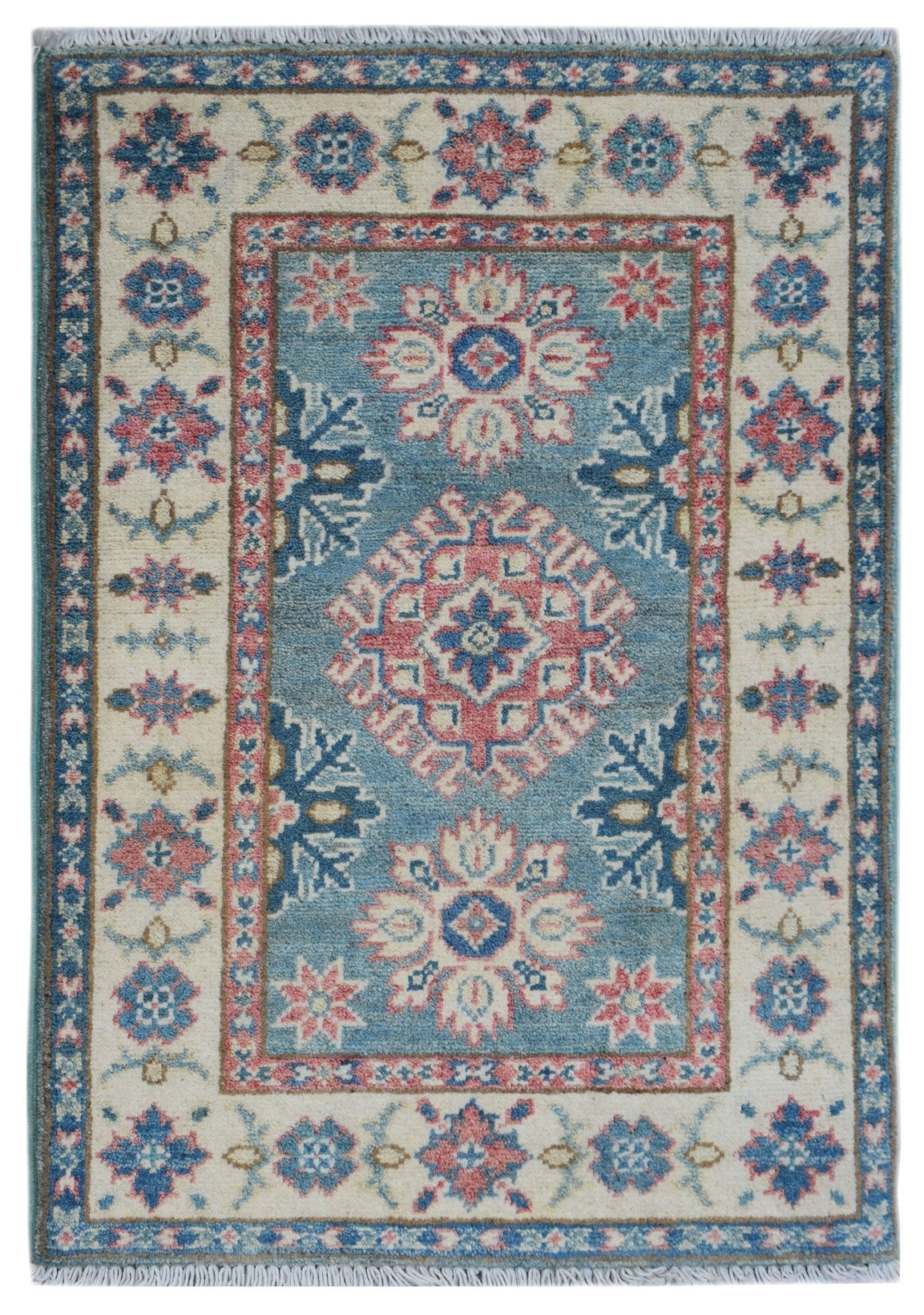 Handmade Mini Kazakh Rug | 90 x 60 cm | 2'11" x 2' - Najaf Rugs & Textile