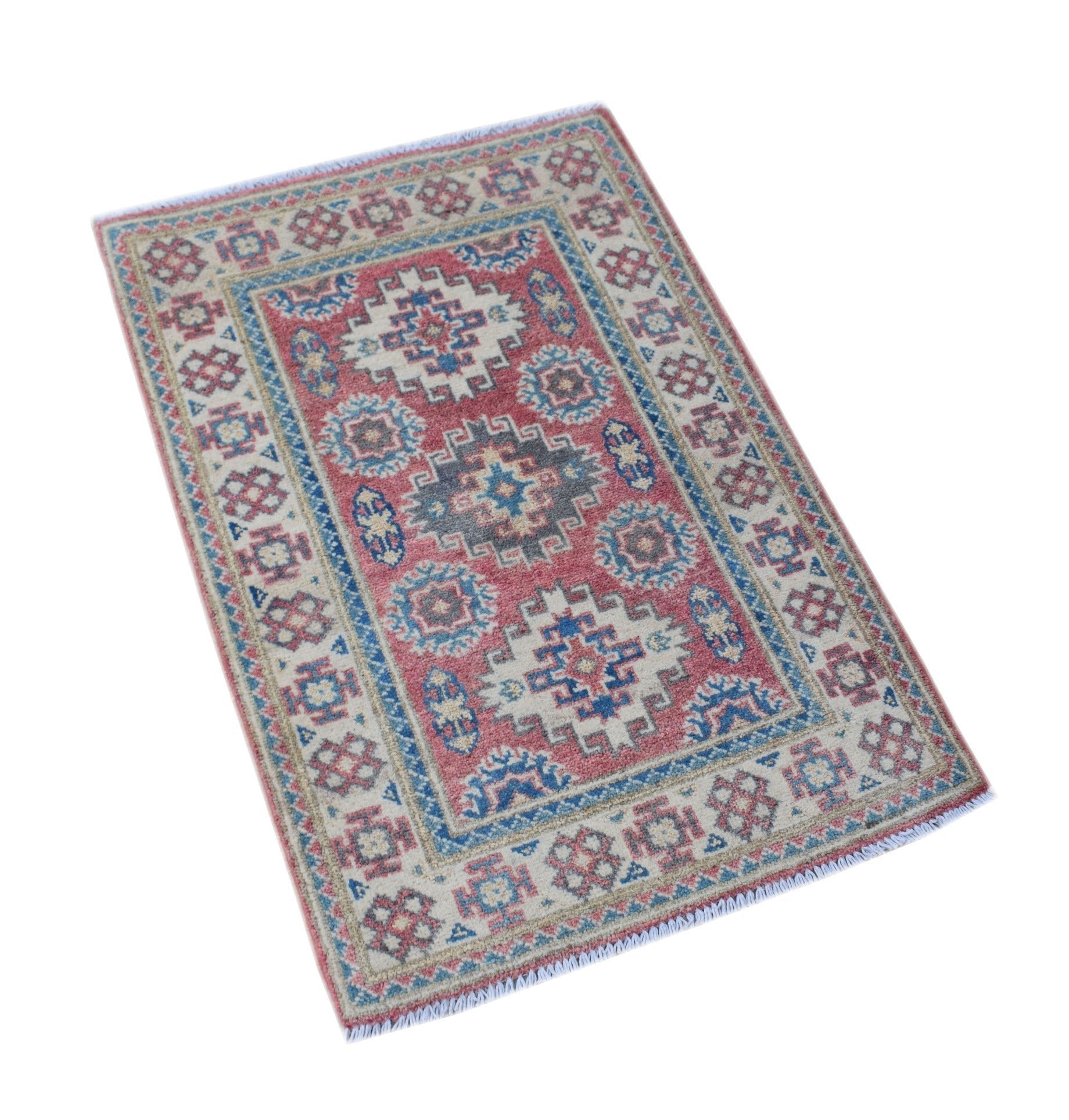 Handmade Mini Kazakh Rug | 90 x 60 cm | 2'11" x 2' - Najaf Rugs & Textile