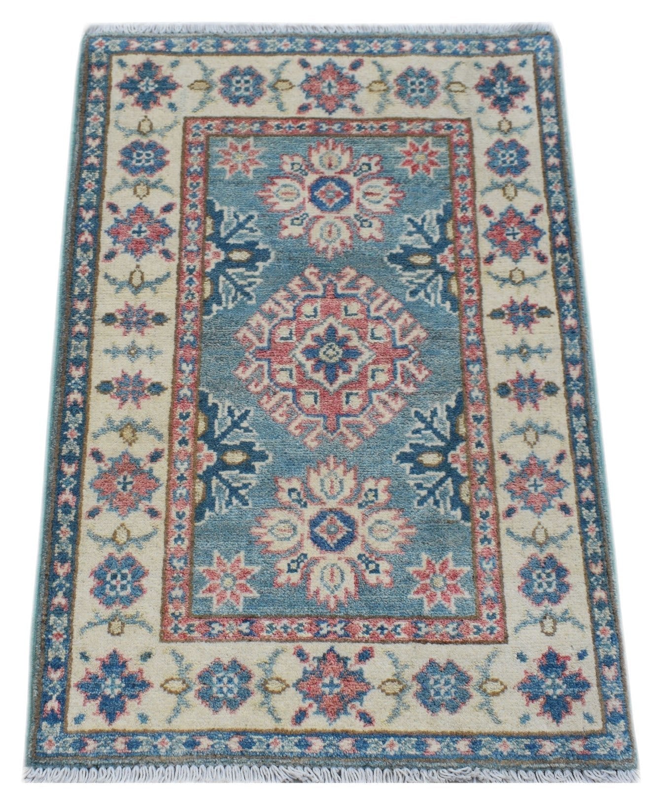 Handmade Mini Kazakh Rug | 90 x 60 cm | 2'11" x 2' - Najaf Rugs & Textile