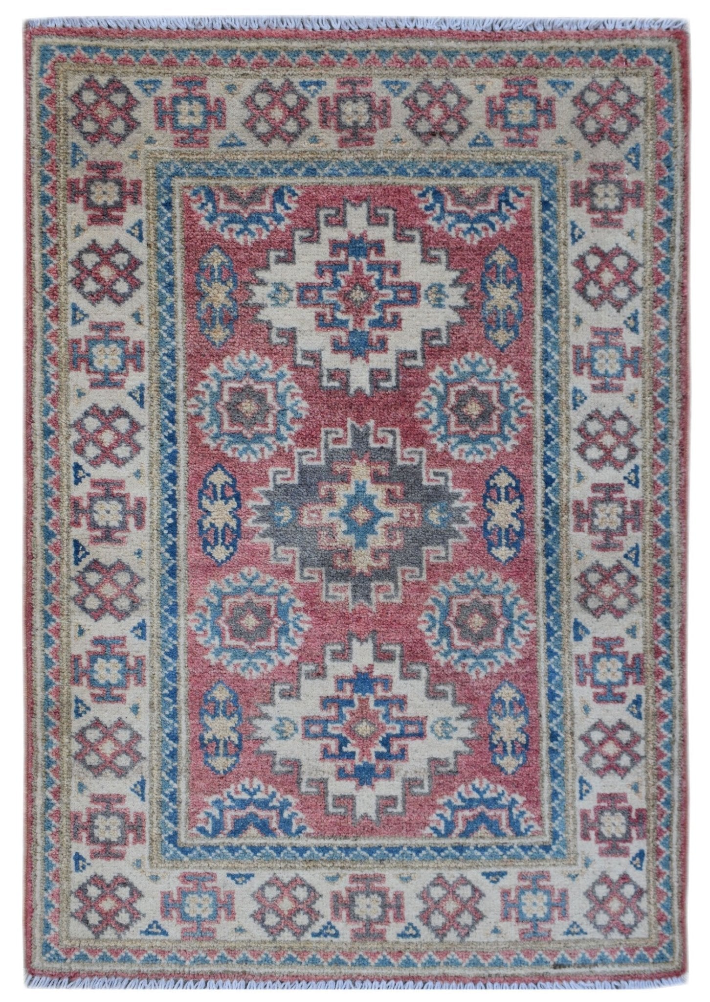 Handmade Mini Kazakh Rug | 90 x 60 cm | 2'11" x 2' - Najaf Rugs & Textile
