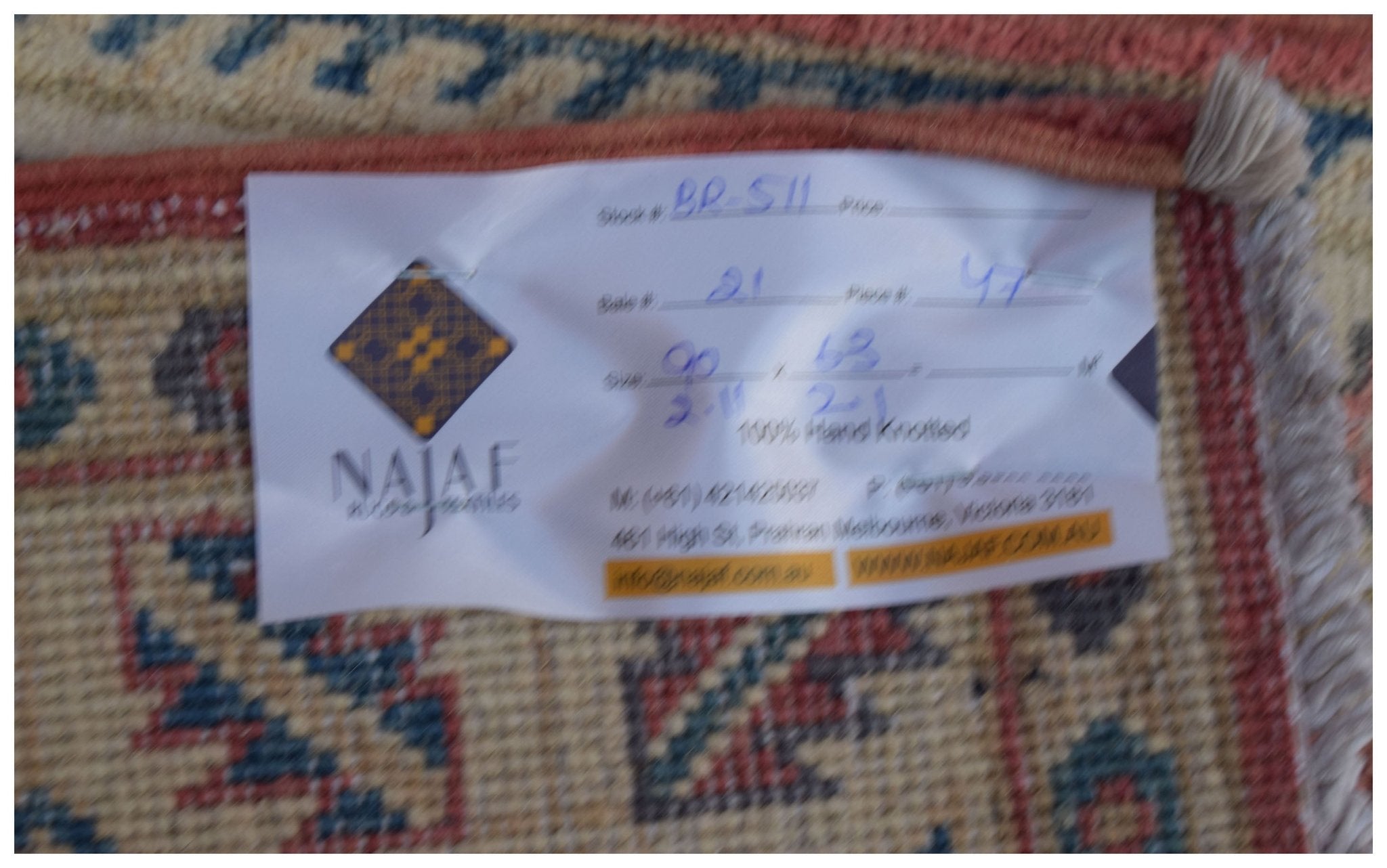 Handmade Mini Kazakh Rug | 90 x 63 cm | 2'11" x 2'1" - Najaf Rugs & Textile