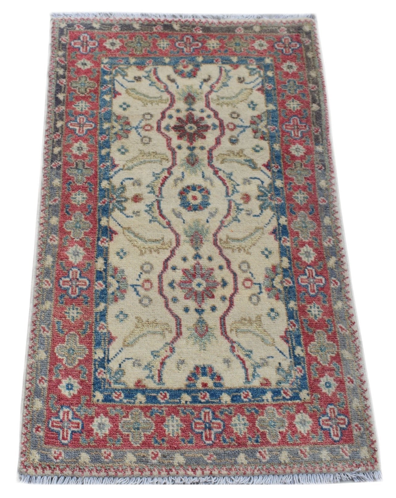 Handmade Mini Kazakh Rug | 91 x 57 cm | 3' x 1'10" - Najaf Rugs & Textile