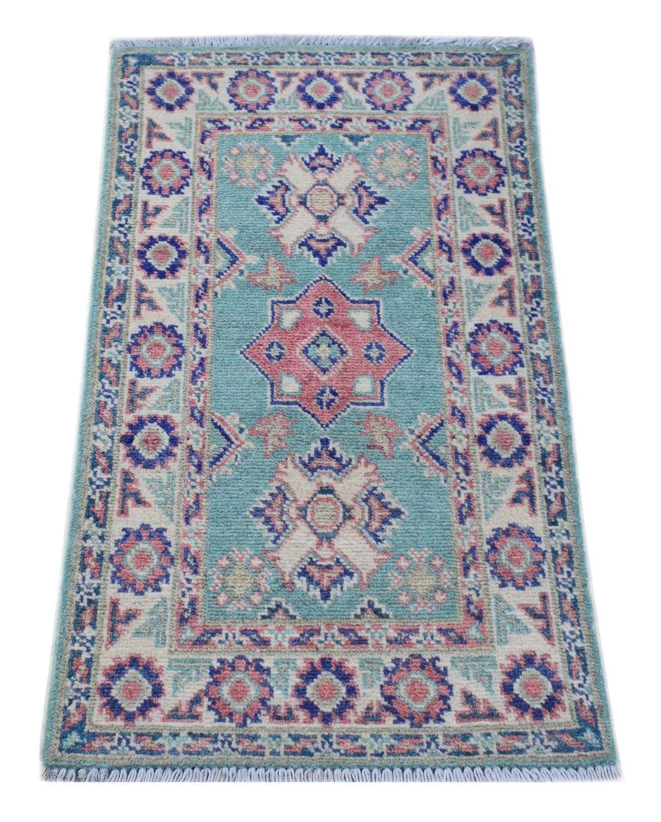 Handmade Mini Kazakh Rug | 91 x 59 cm | 3' x 1'11" - Najaf Rugs & Textile