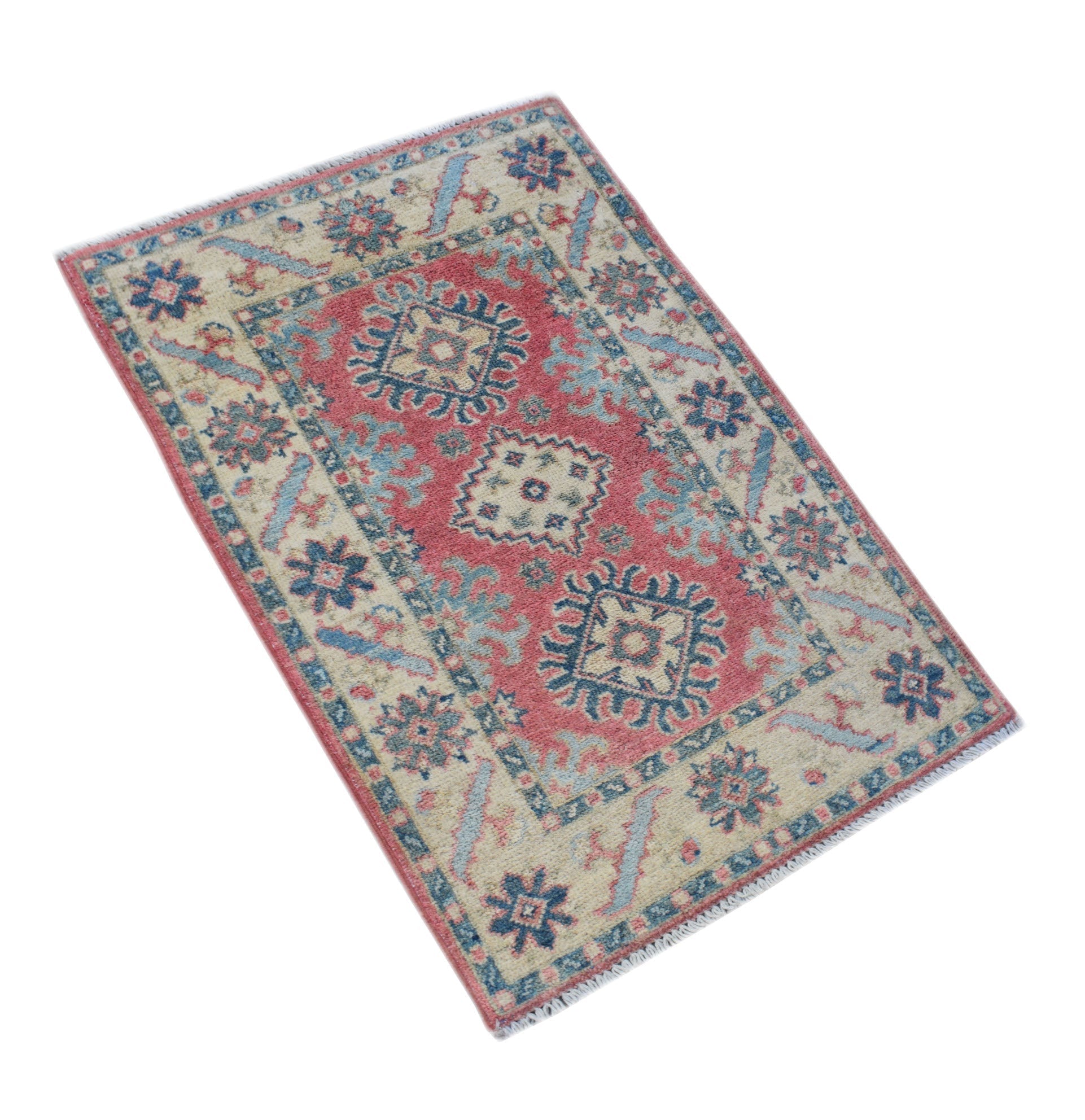Handmade Mini Kazakh Rug | 92 x 62 cm | 3' x 2' - Najaf Rugs & Textile