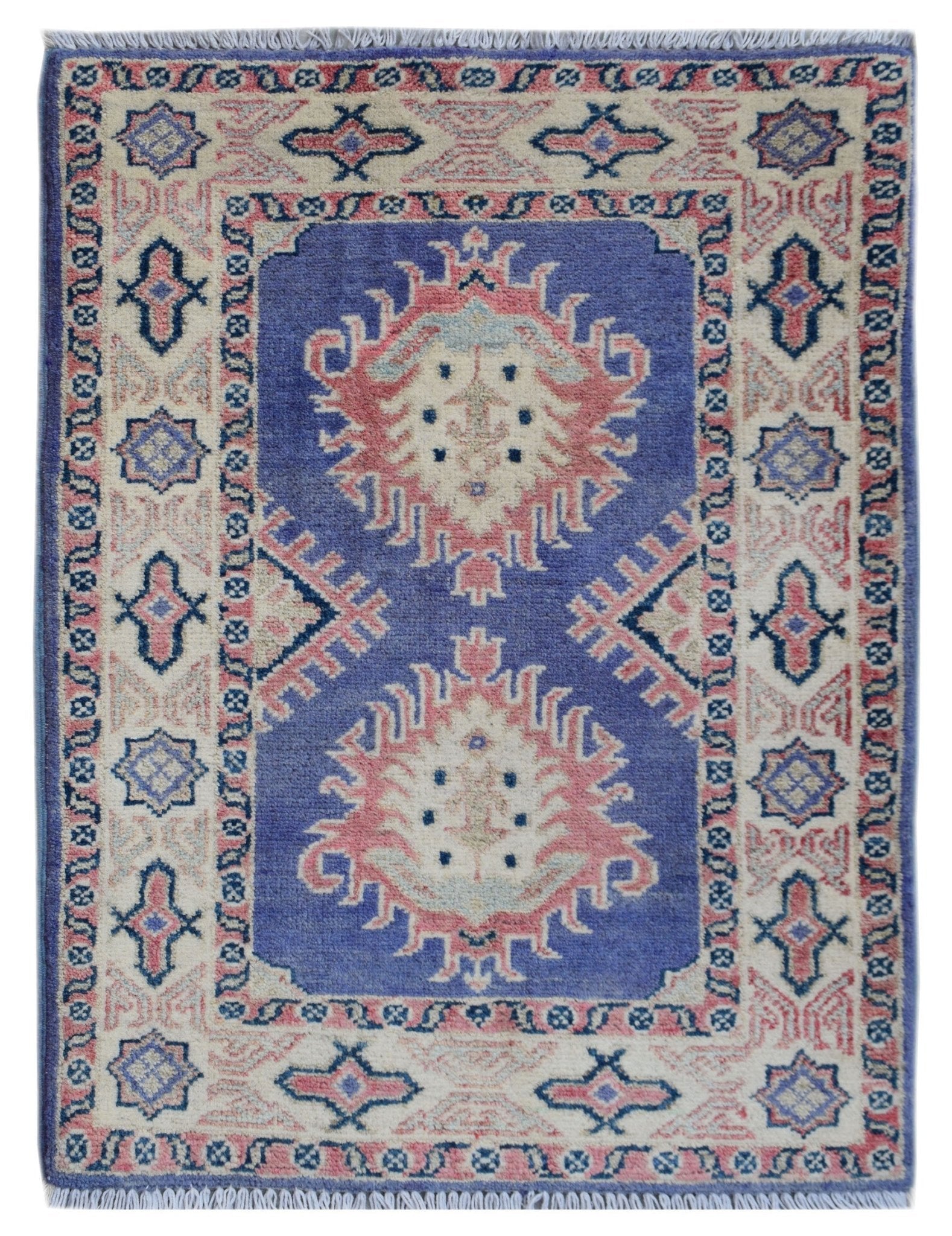 Handmade Mini Kazakh Rug | 92 x 63 cm | 3' x 2' - Najaf Rugs & Textile