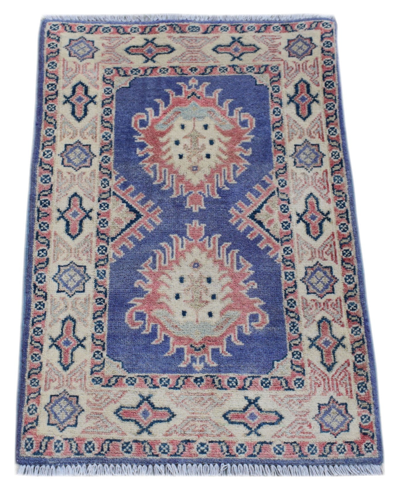 Handmade Mini Kazakh Rug | 92 x 63 cm | 3' x 2' - Najaf Rugs & Textile