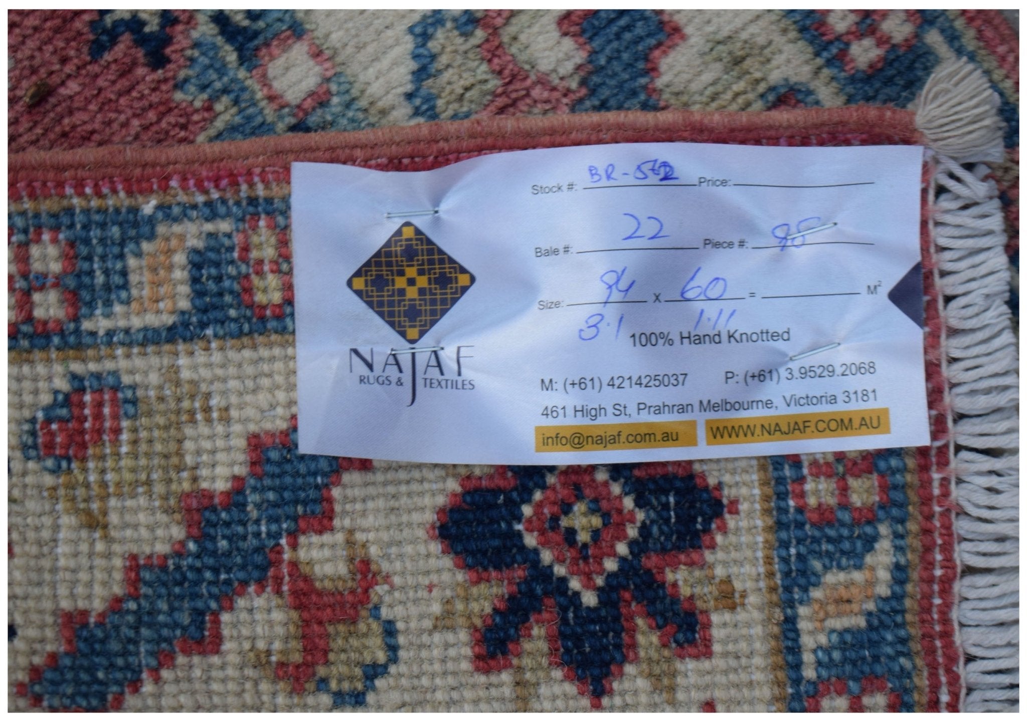 Handmade Mini Kazakh Rug | 94 x 60 cm | 3'1" x 1'11" - Najaf Rugs & Textile