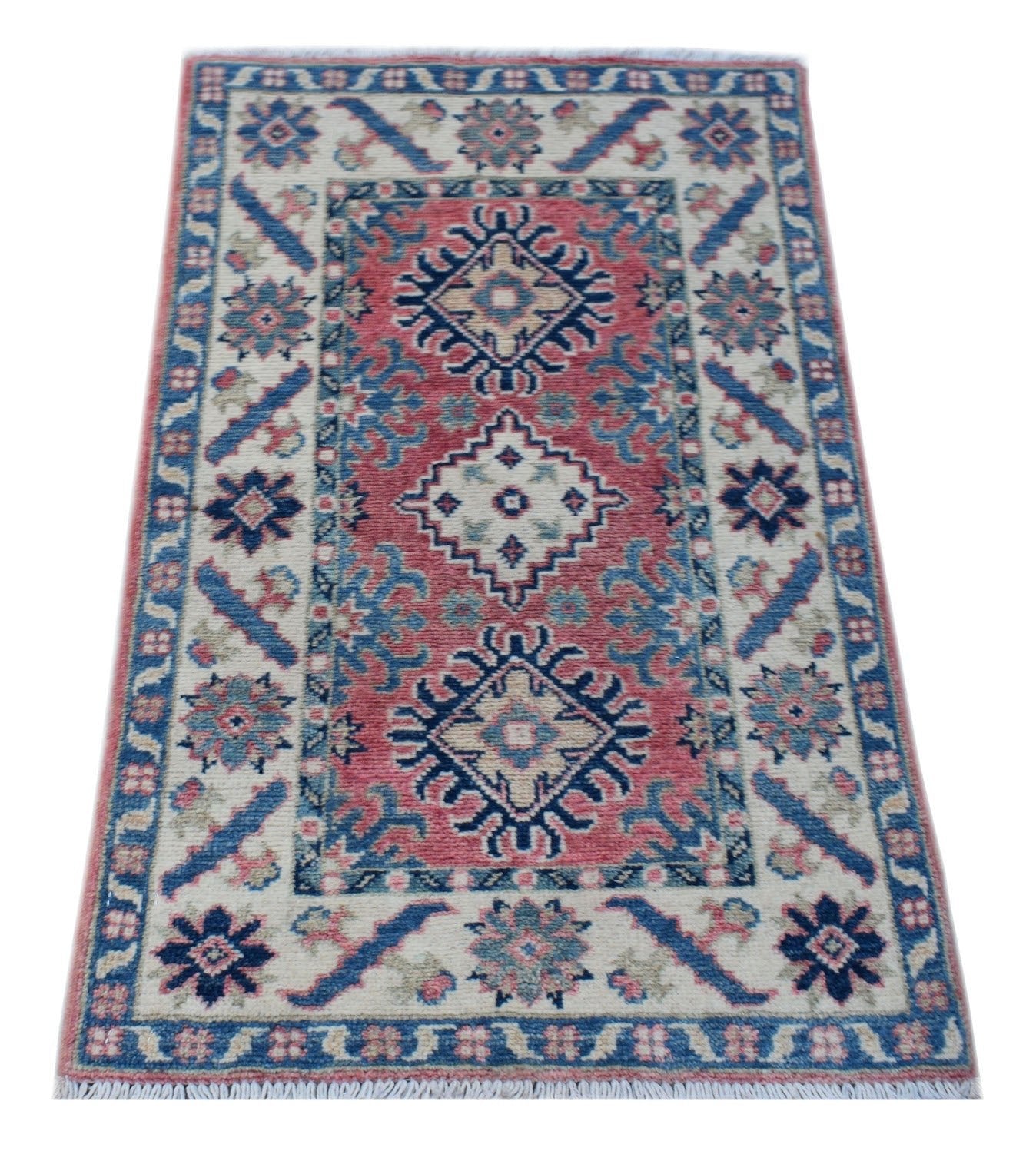 Handmade Mini Kazakh Rug | 94 x 60 cm | 3'1" x 1'11" - Najaf Rugs & Textile