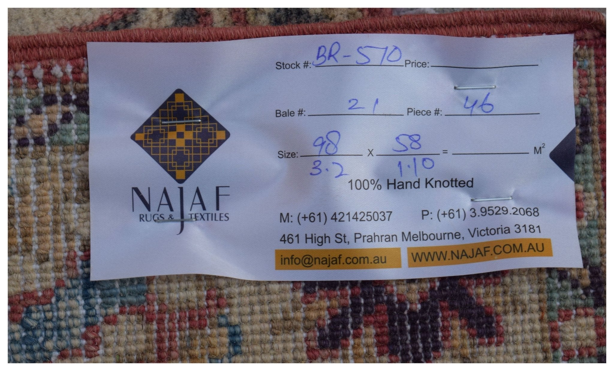 Handmade Mini Kazakh Rug | 98 x 58 cm | 3'2" x 1'10" - Najaf Rugs & Textile