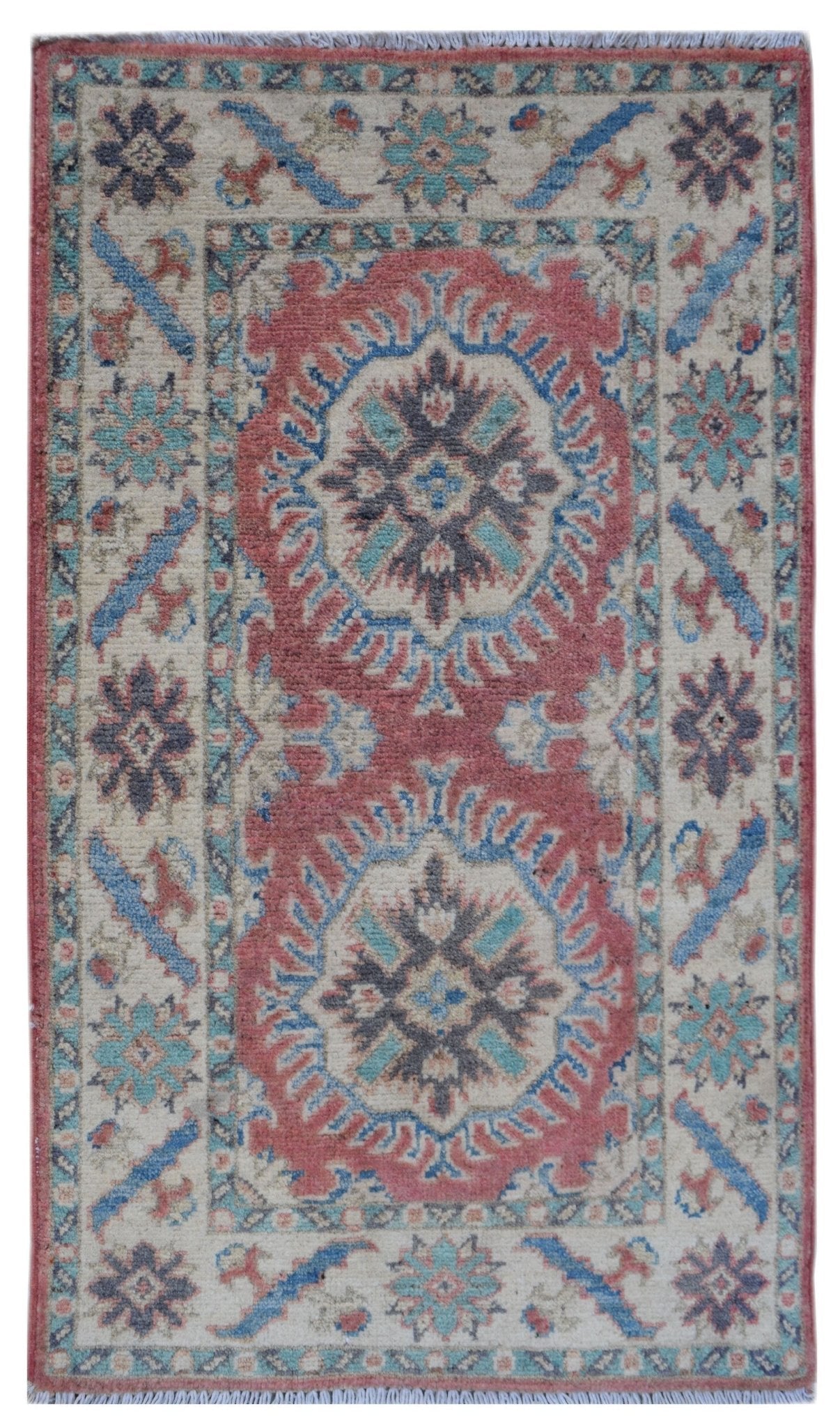Handmade Mini Kazakh Rug | 98 x 58 cm | 3'2" x 1'10" - Najaf Rugs & Textile