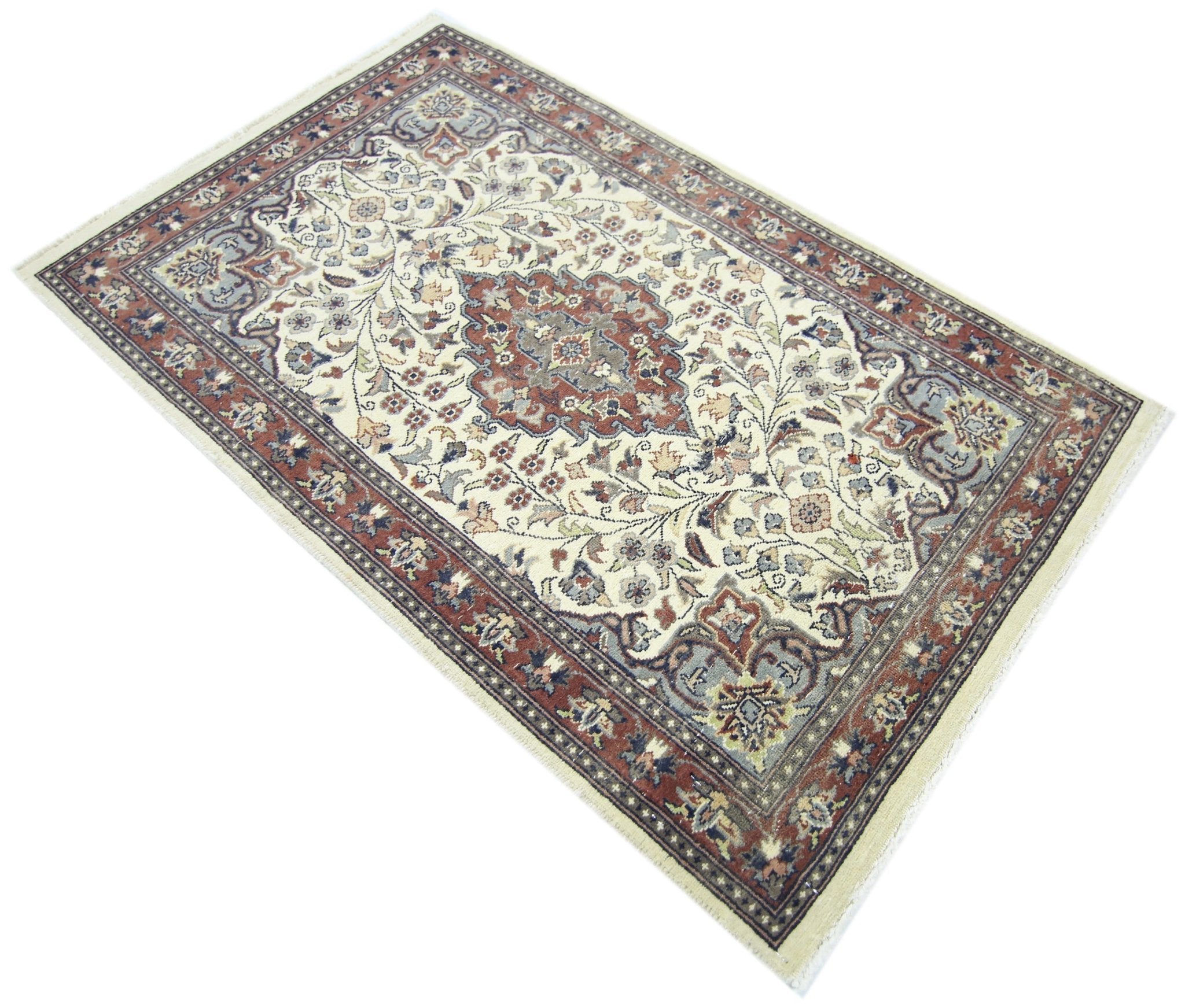 Handmade Mini Vintage Pakistani Rug | 101 x 62 cm | 3'4" x 2' - Najaf Rugs & Textile