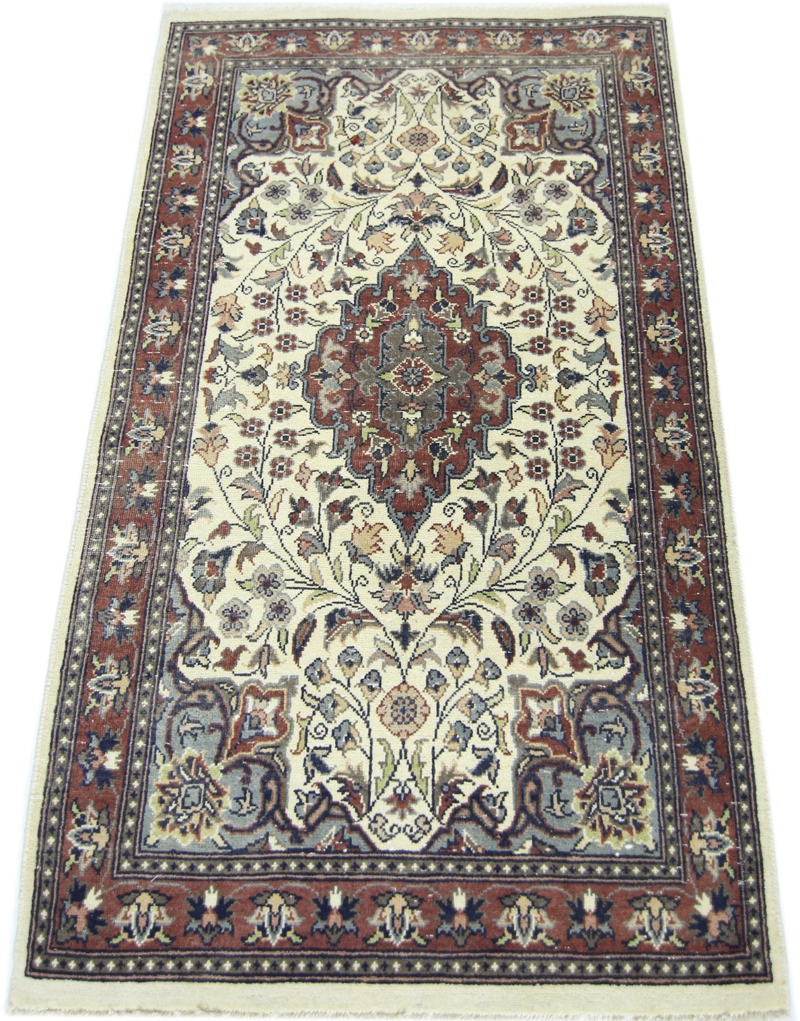 Handmade Mini Vintage Pakistani Rug | 101 x 62 cm | 3'4" x 2' - Najaf Rugs & Textile