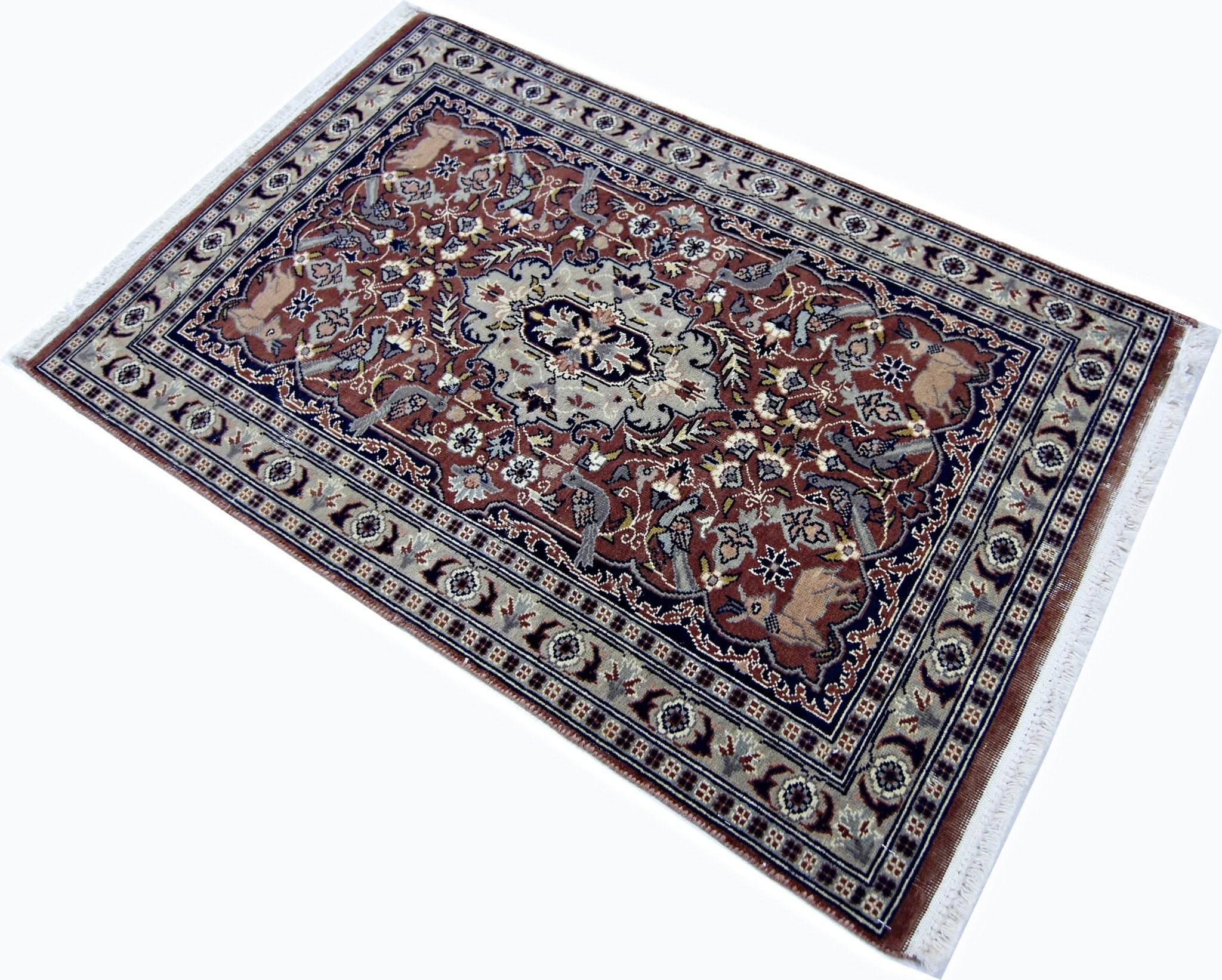 Handmade Mini Vintage Pakistani Rug | 99 x 63 cm | 3'3" x 2'1" - Najaf Rugs & Textile