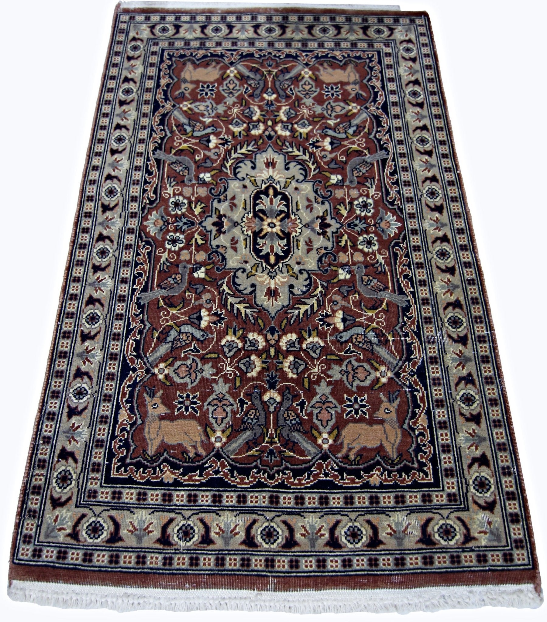 Handmade Mini Vintage Pakistani Rug | 99 x 63 cm | 3'3" x 2'1" - Najaf Rugs & Textile