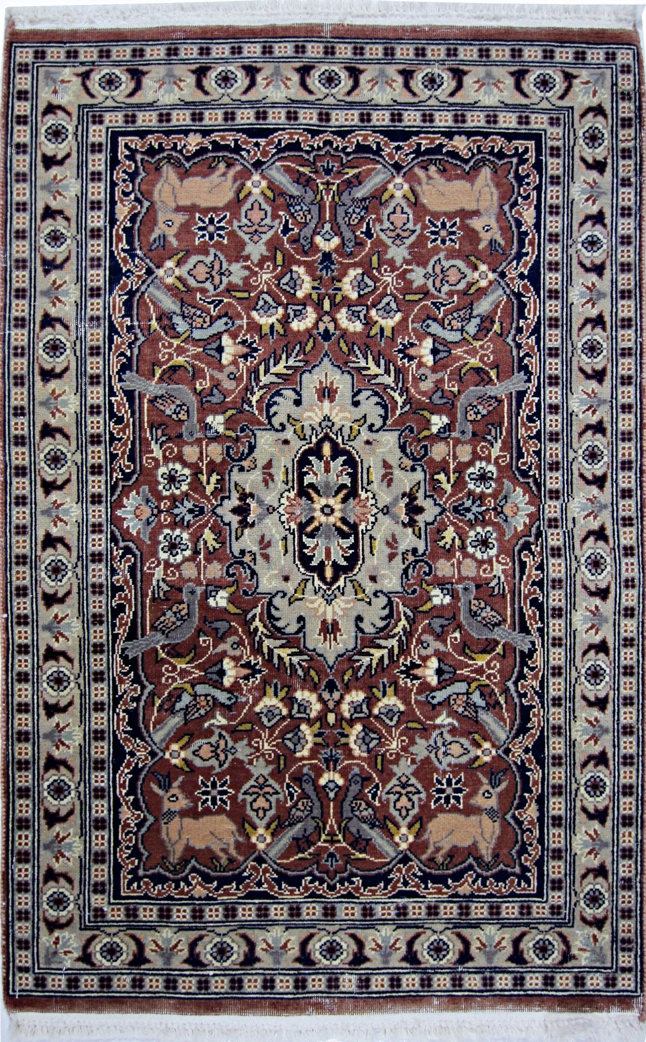 Handmade Mini Vintage Pakistani Rug | 99 x 63 cm | 3'3" x 2'1" - Najaf Rugs & Textile