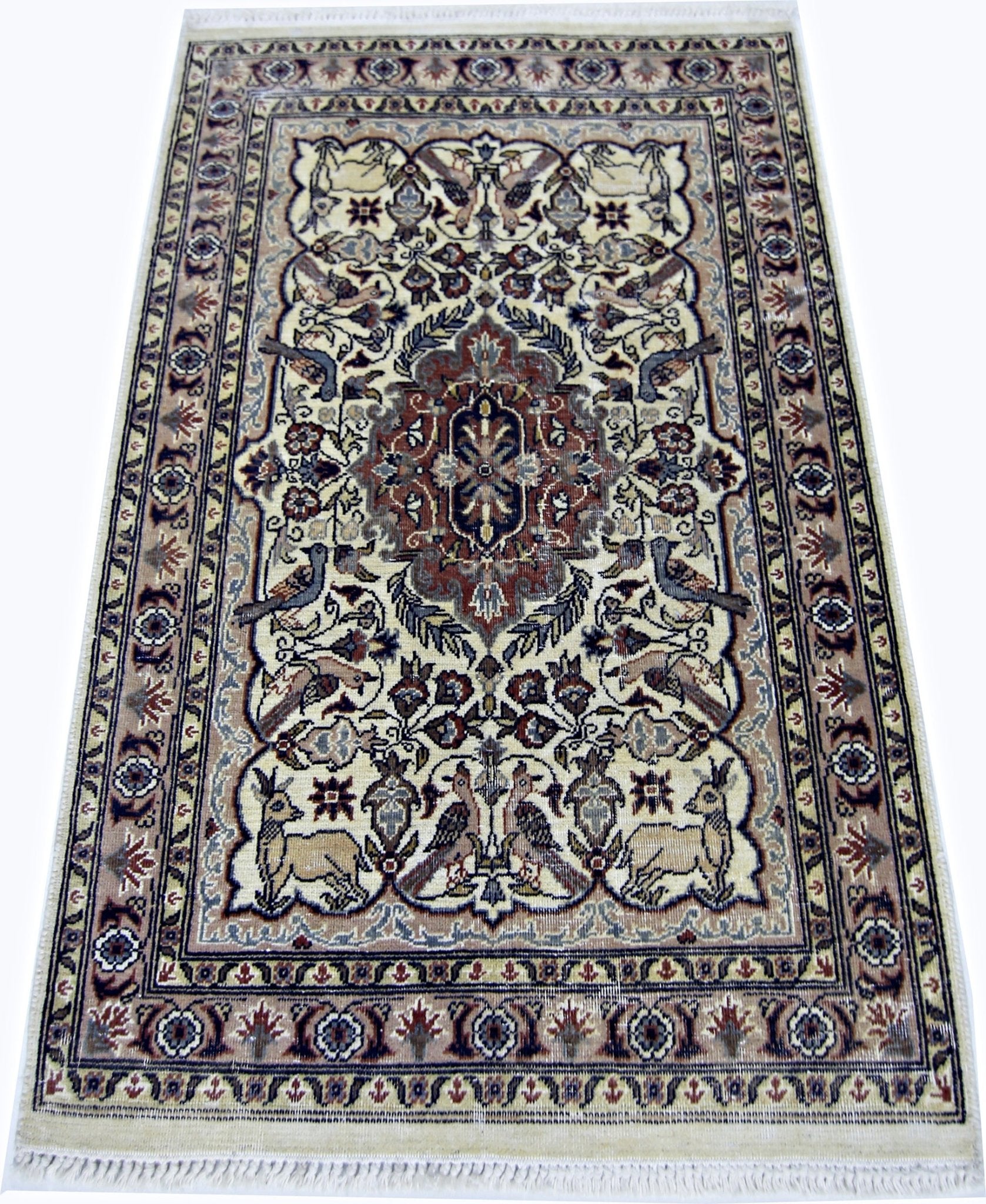 Handmade Mini Vintage Pakistani Rug | 99 x 64 cm | 3'3" x 2'1" - Najaf Rugs & Textile